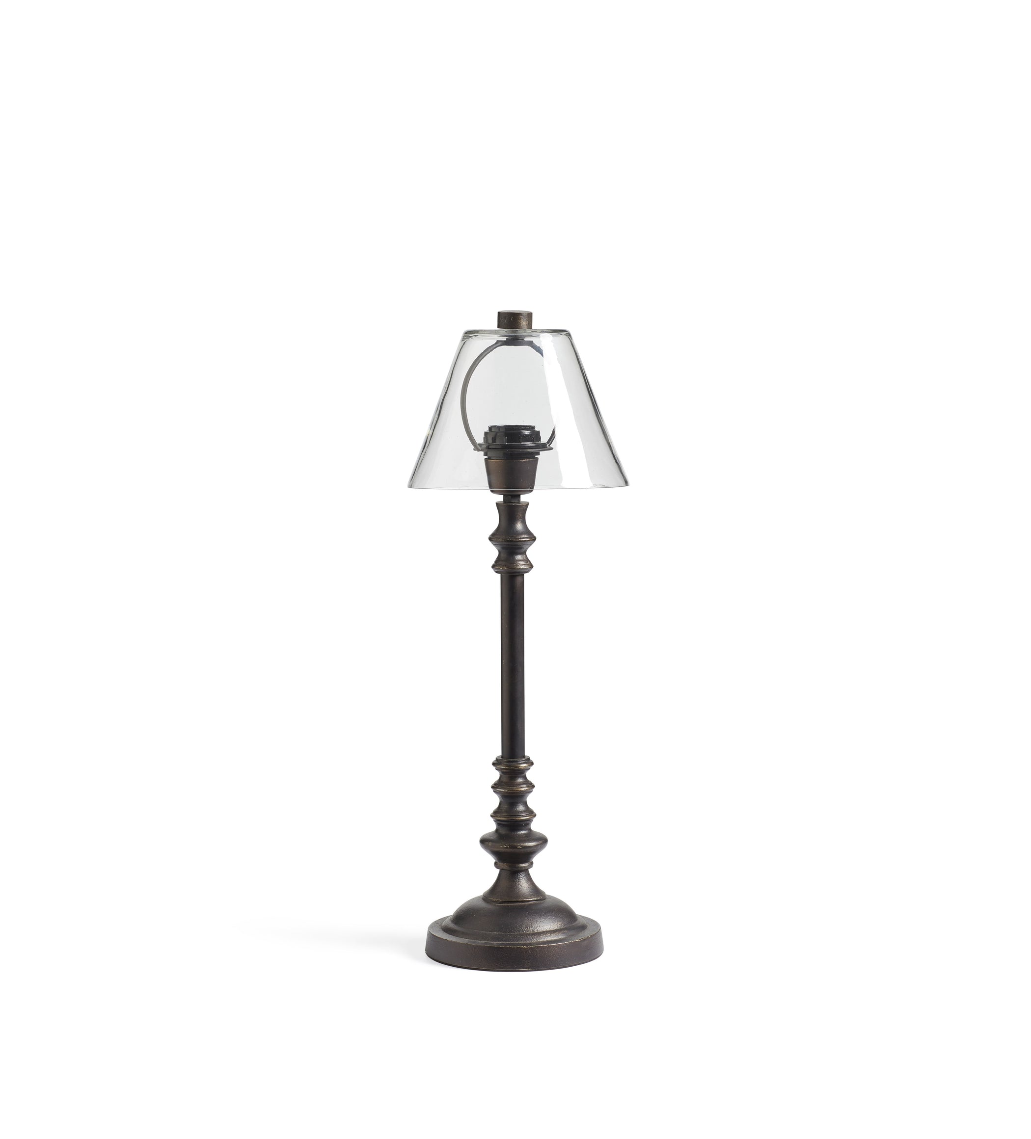 Barton Table Lamp with Glass Shade - Black/Antique Gold