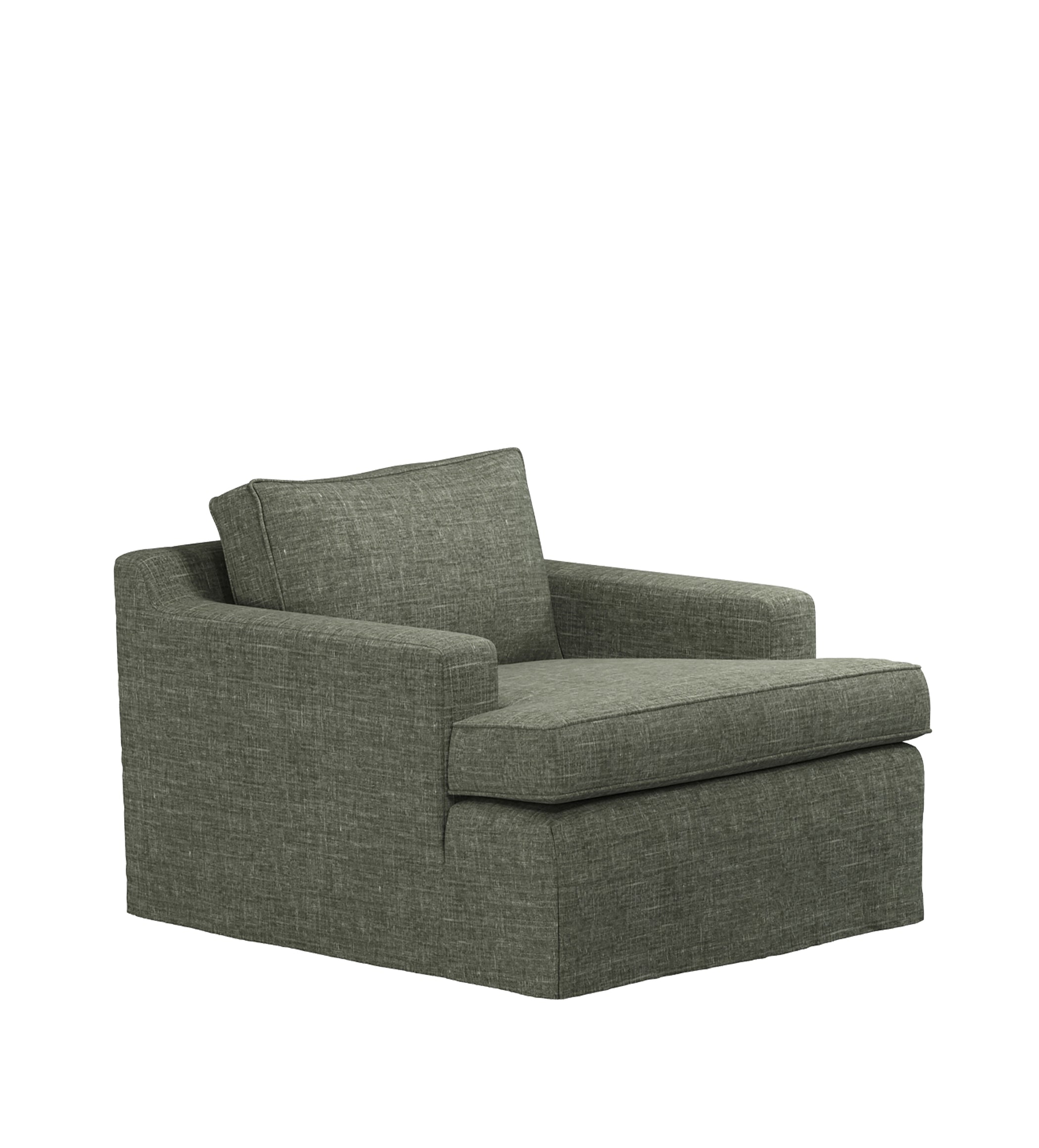 COVER ONLY - Beale Laundered Linen Loose Cover for Armchair - Dune Green