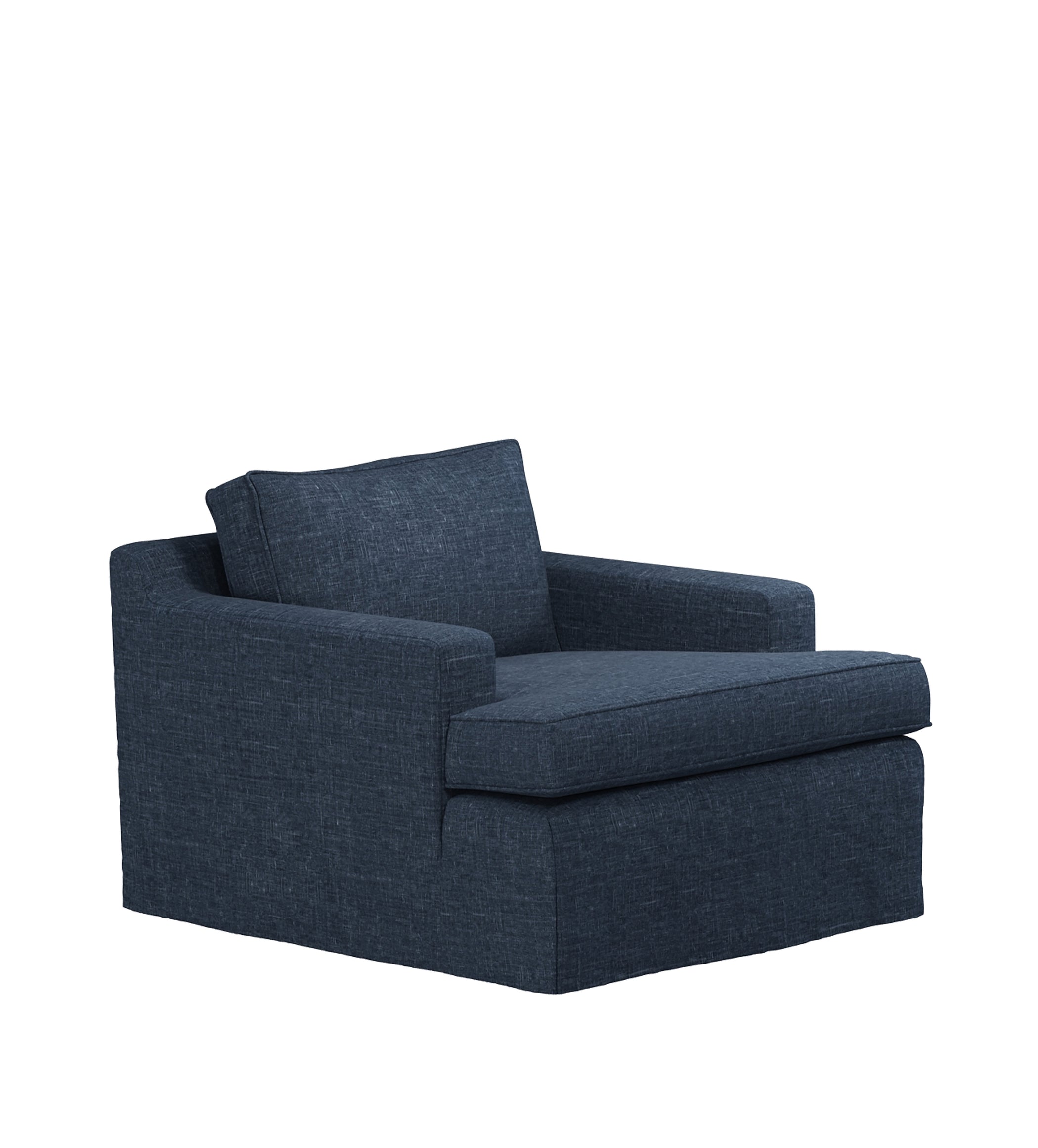 COVER ONLY - Beale Laundered Linen Loose Cover for Armchair - Midnight Blue