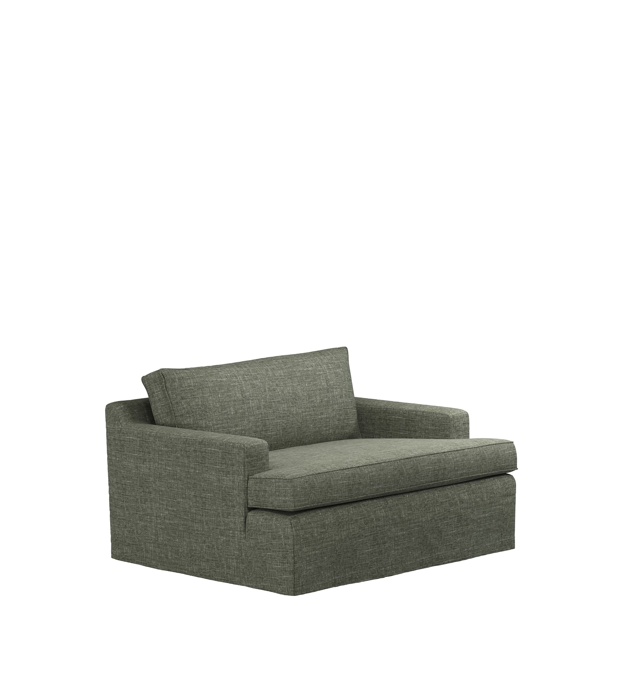 COVER ONLY - Beale Laundered Linen Loose Cover for Loveseat - Dune Green