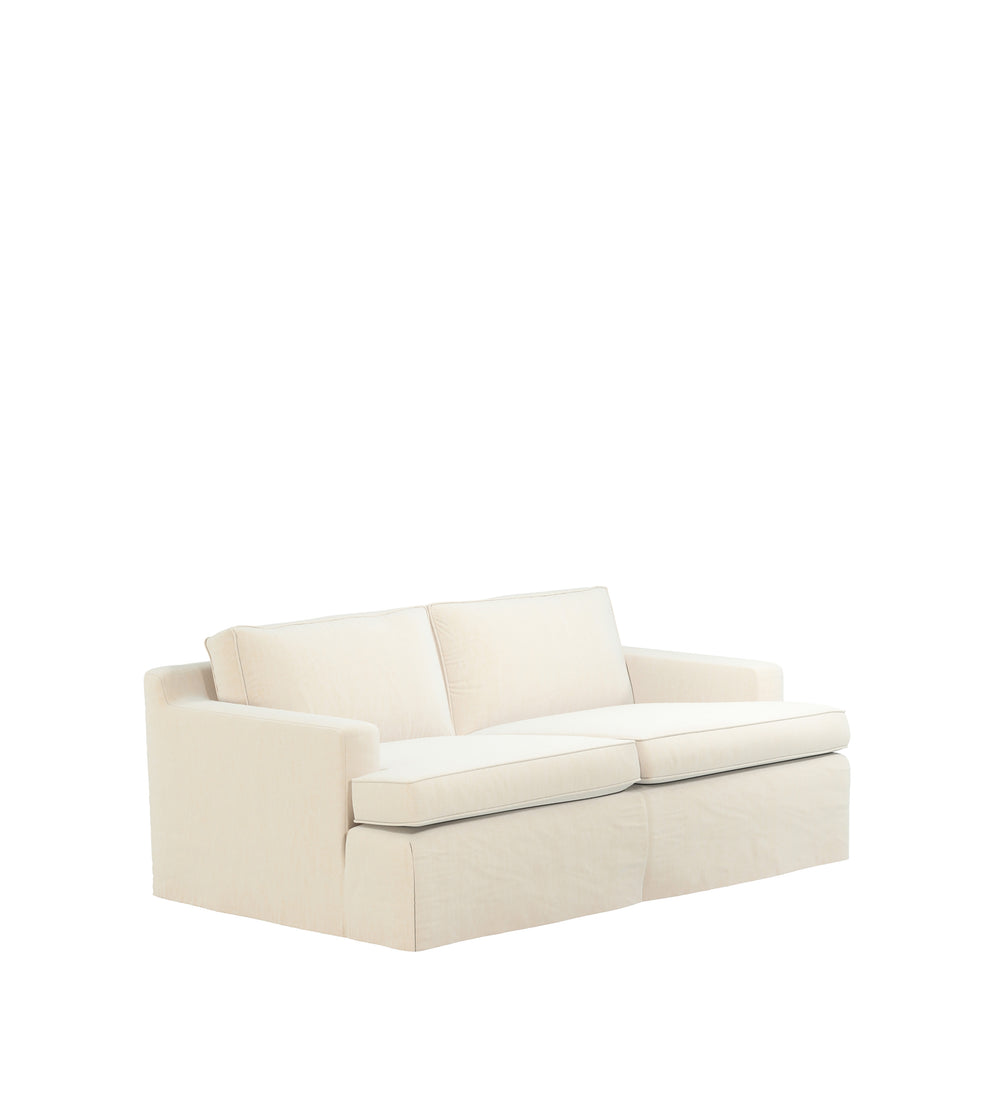 COVER ONLY - Beale Stonewash Linen Loose Cover for 2-Seater Sofa - Dyed Oyster