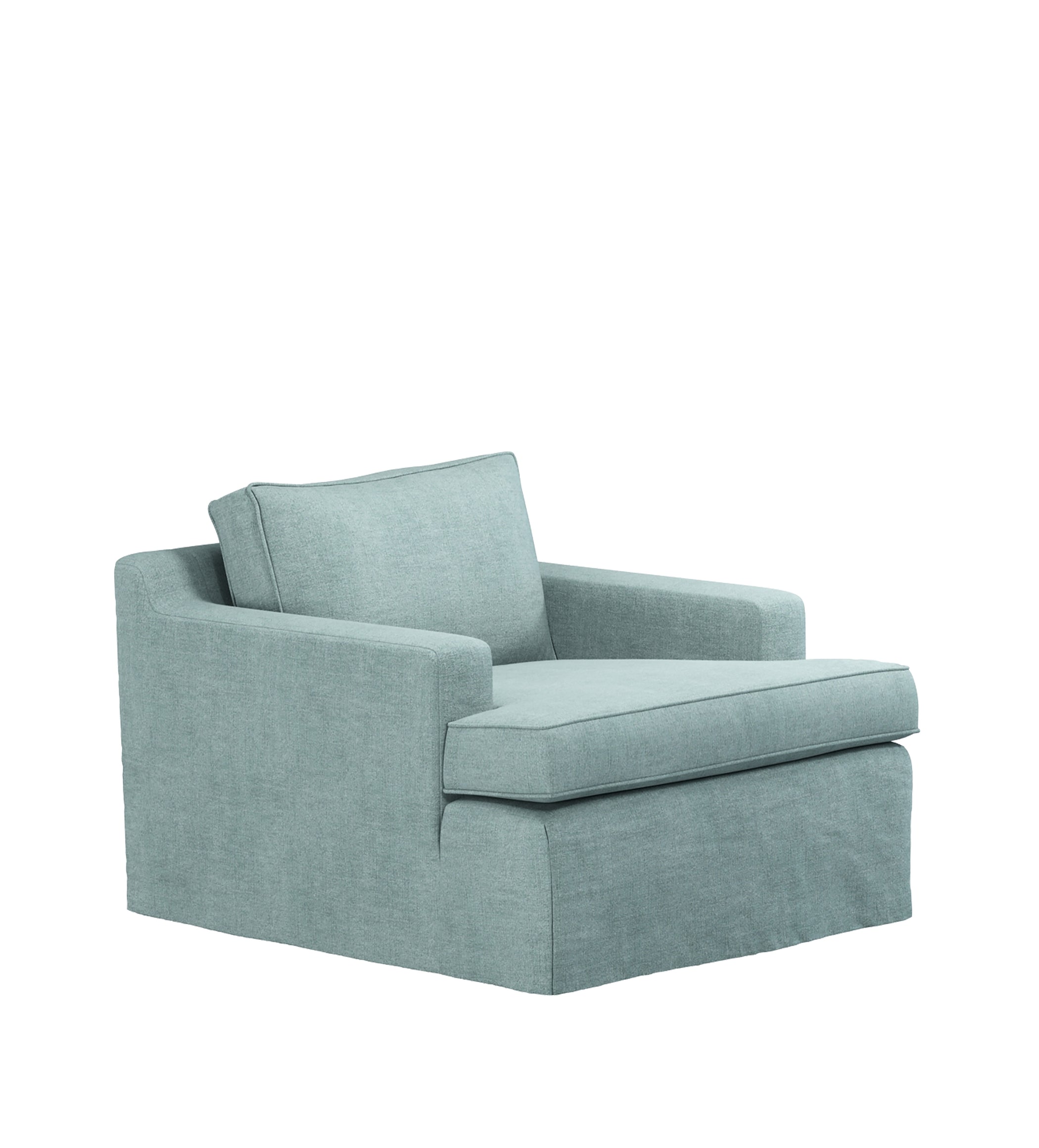 COVER ONLY - Beale Stonewash Linen Loose Cover for Armchair - Aqua