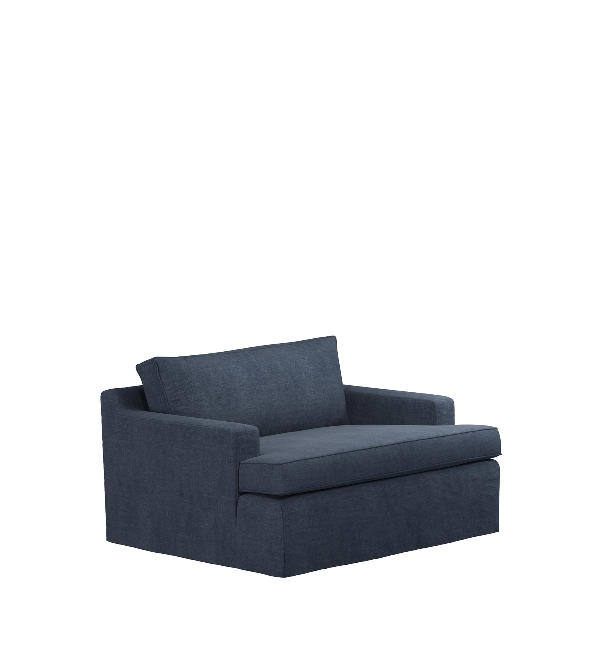 COVER ONLY - Beale Stonewash Linen Loose Cover for Loveseat - Petrol