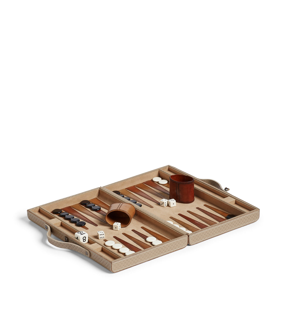 Bennet Leather Backgammon Set - Taupe