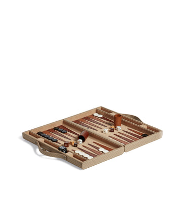 Bennet Leather Backgammon Set - Taupe