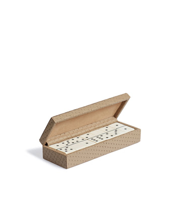 Bennet Leather Dominoes Set - Taupe
