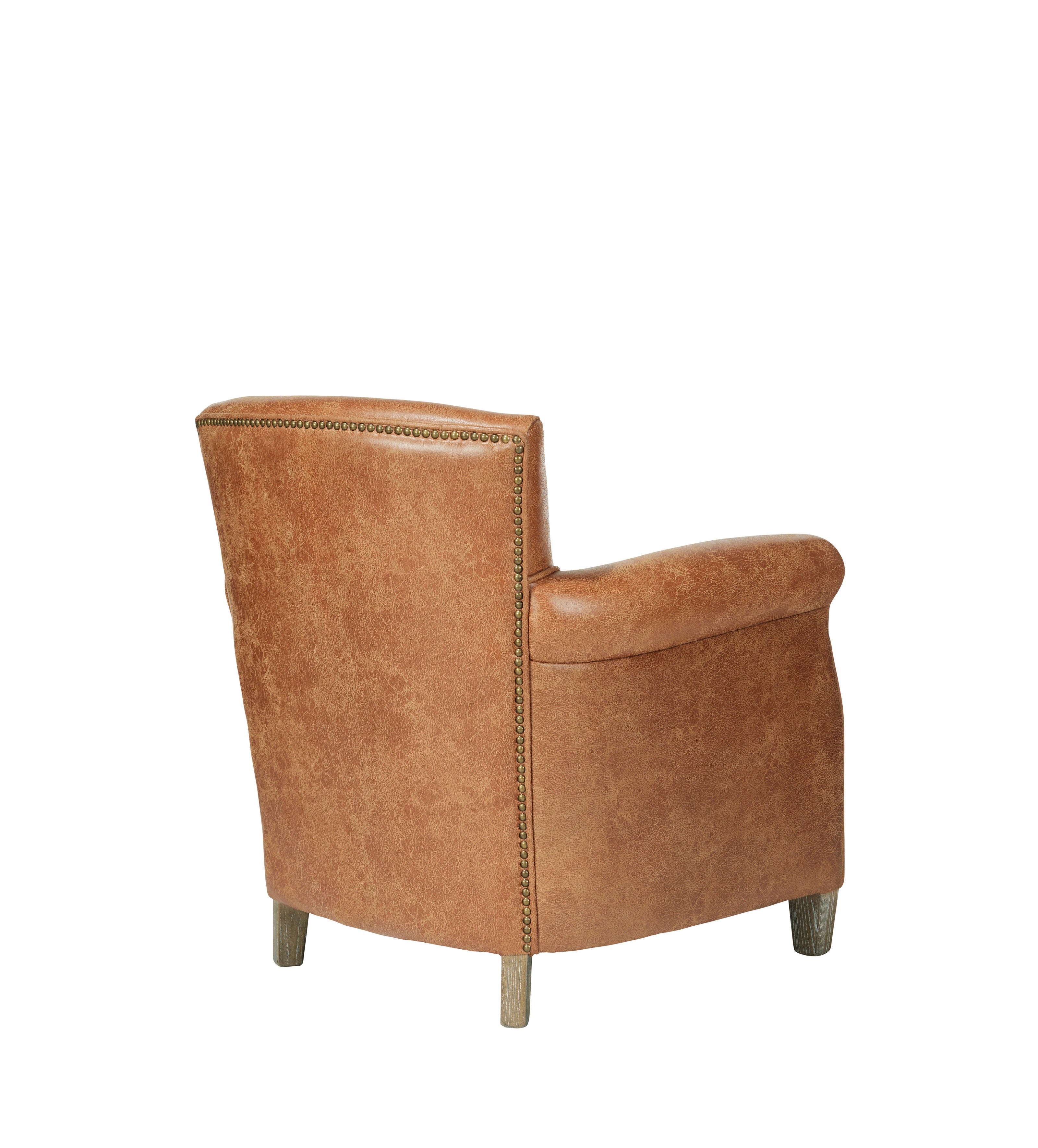 Berstone Leather Armchair Aged Tobacco Brown OKA - Main Image