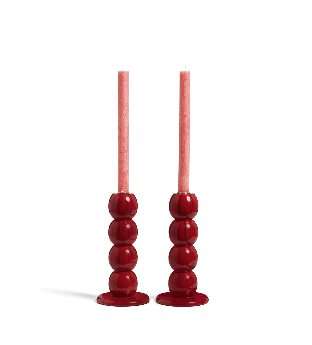 Bobina Bobble Candle Holders - Chinese Red
