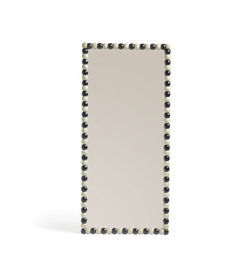 Bobina Floor-Standing Mirror - Vellum/Distressed Black