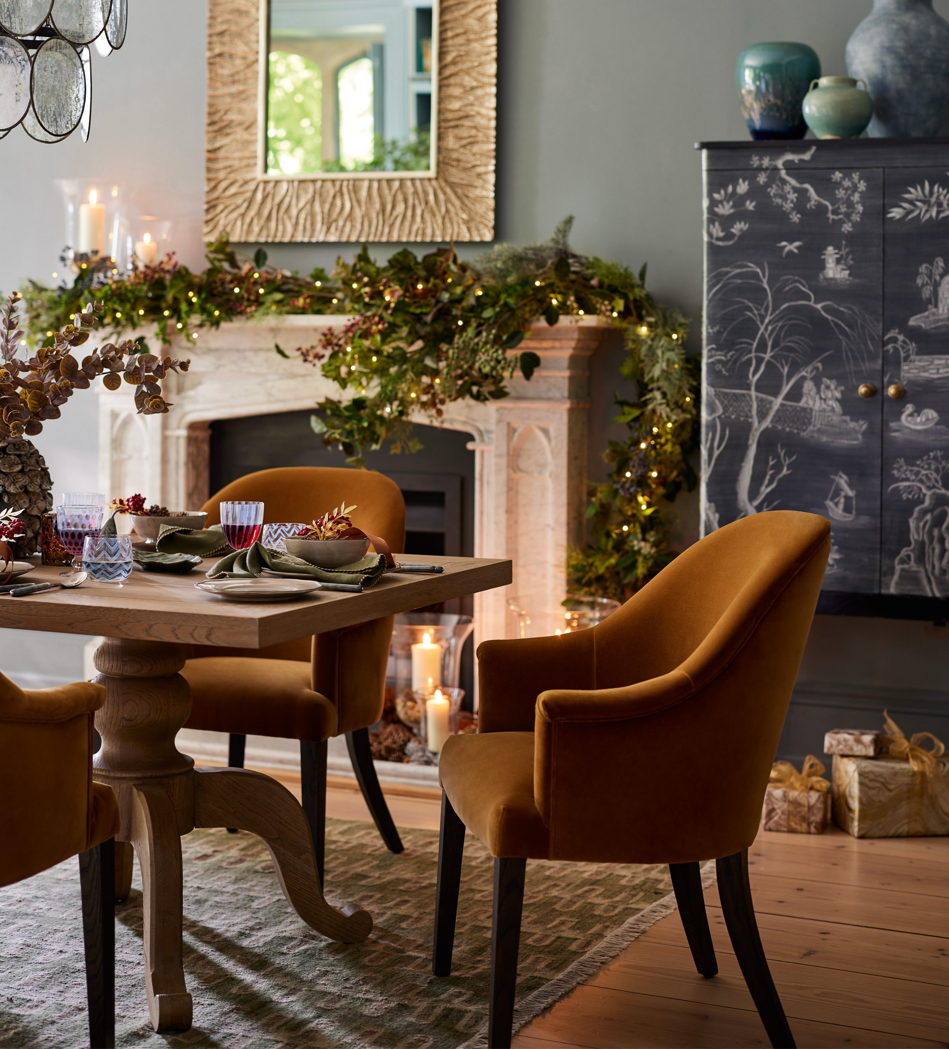 Brantwood Velvet Dining Chair Camel Brown OKA