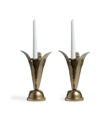 Briallen Candle Holders Pair - Antique Brass