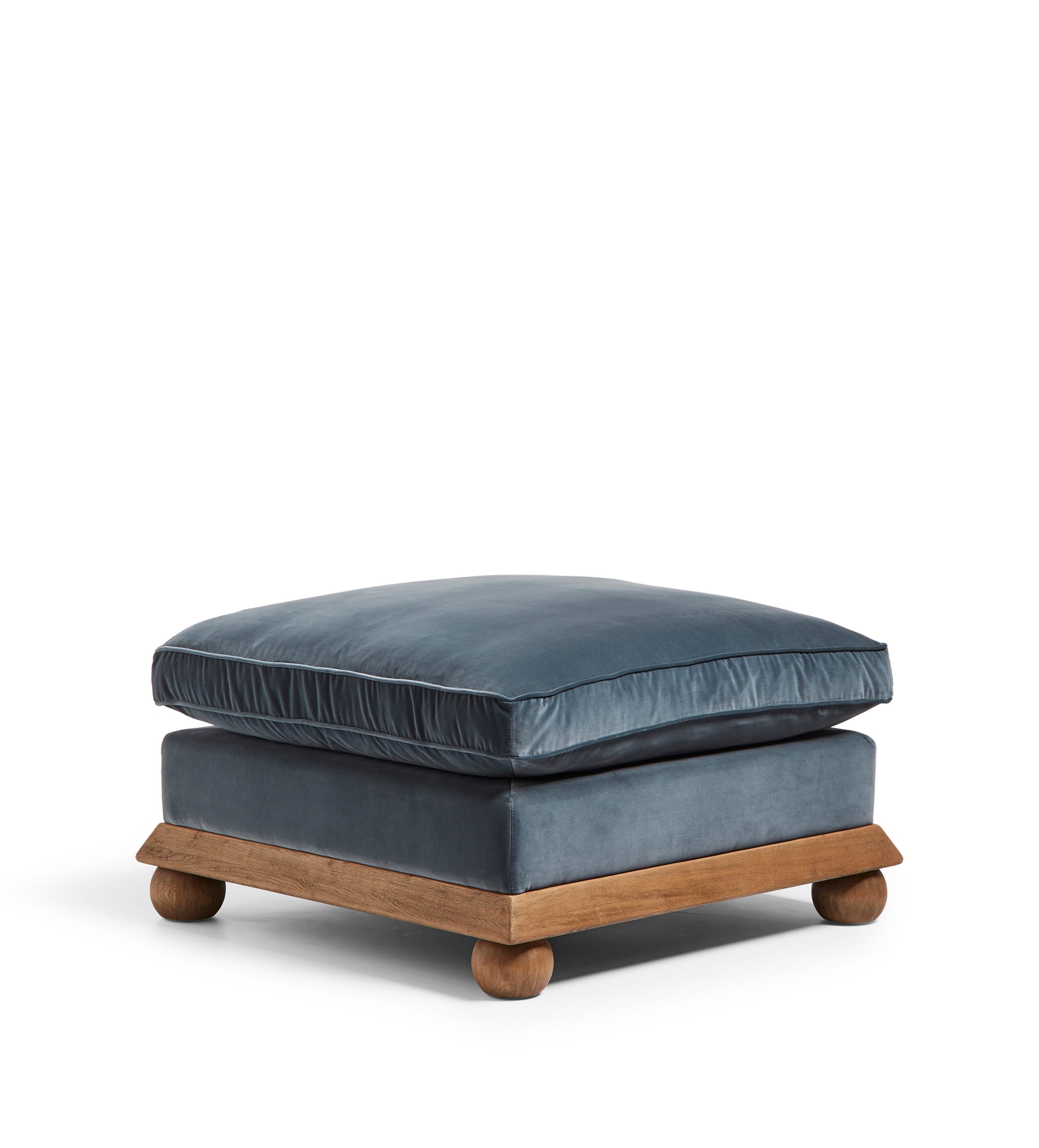 Burghley Velvet Ottoman – Air Force Blue