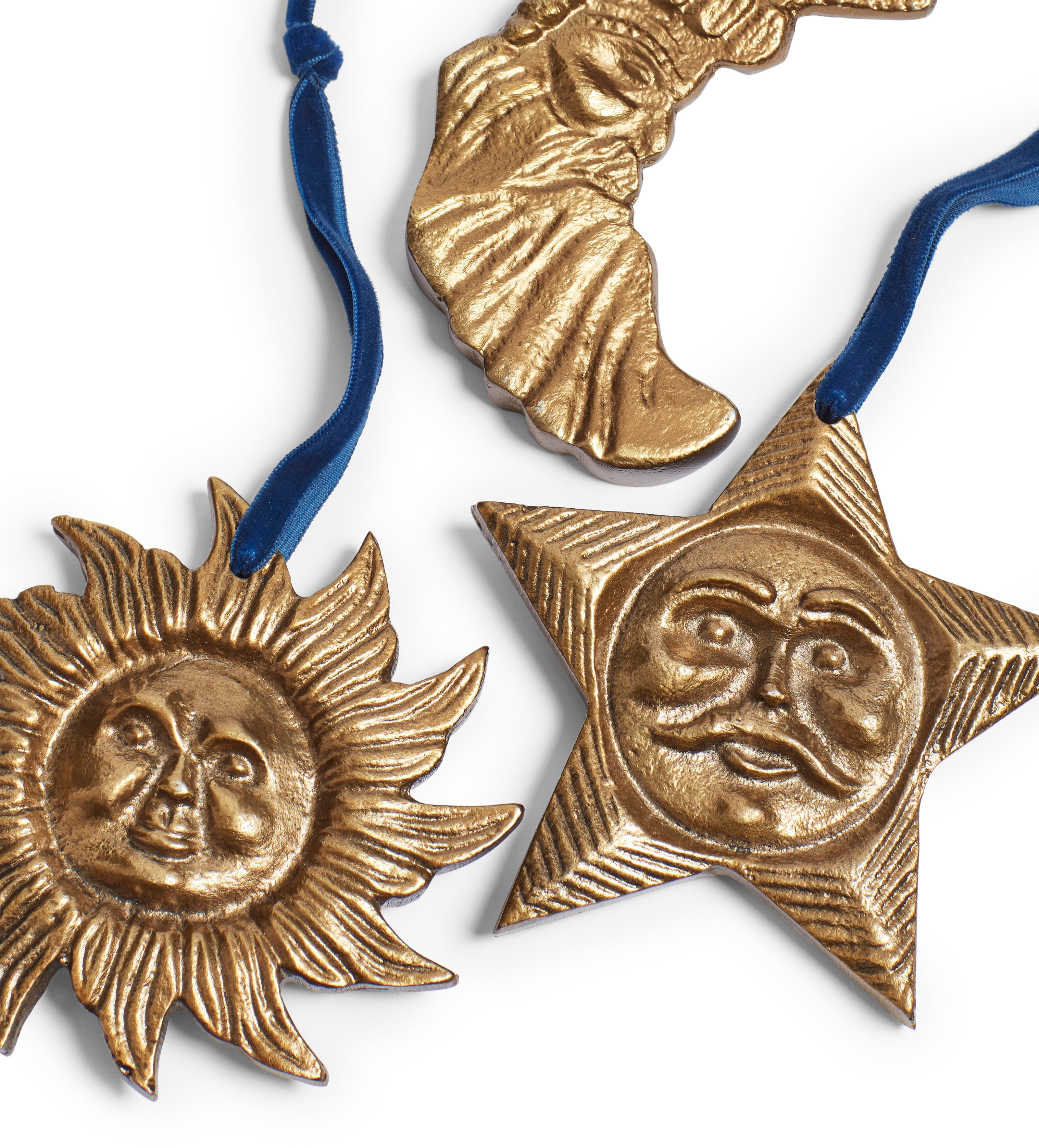 Celestial Hanging Decorations - Set of Three - Antique Brass