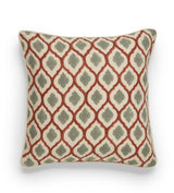 Chadhana Cushion Cover - Warm Red/Dark Seafoam