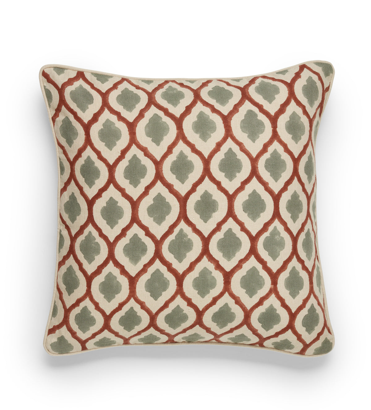 Chadhana Cushion Cover - Warm Red/Dark Seafoam