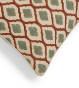Chadhana Cushion Cover - Warm Red/Dark Seafoam