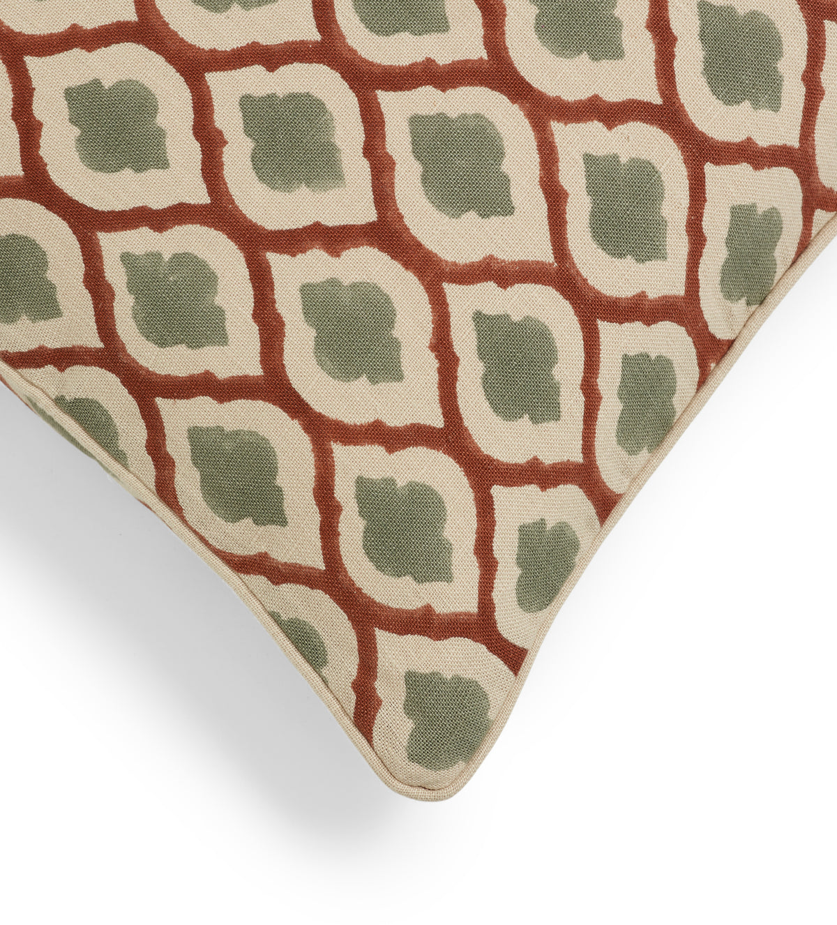Chadhana Cushion Cover - Warm Red/Dark Seafoam