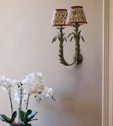 Chadhana Lampshade 17cm - Warm Red & Dark Seafoam