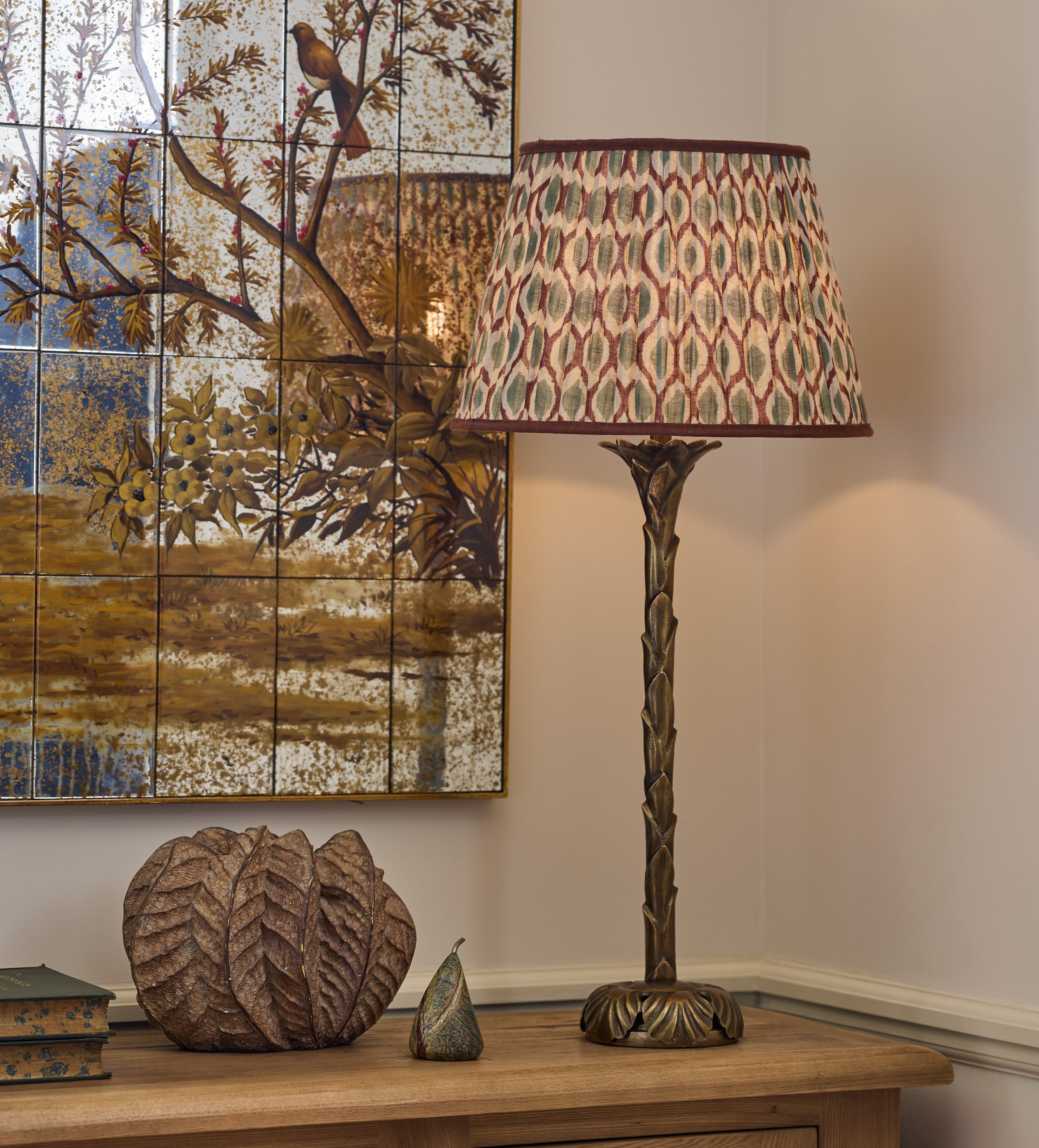 Chadhana Lampshade 45cm - Warm Red & Dark Seafoam