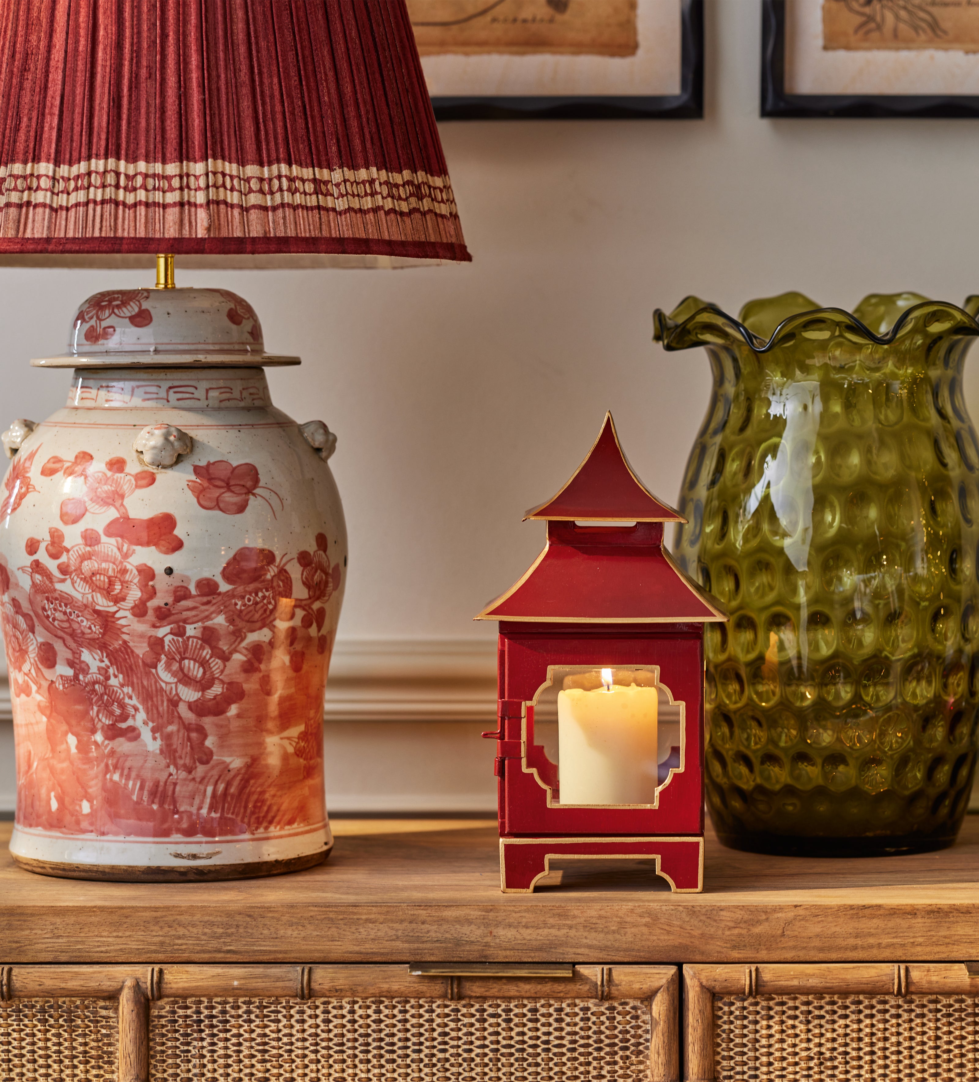 Chamak Table Lantern - Red