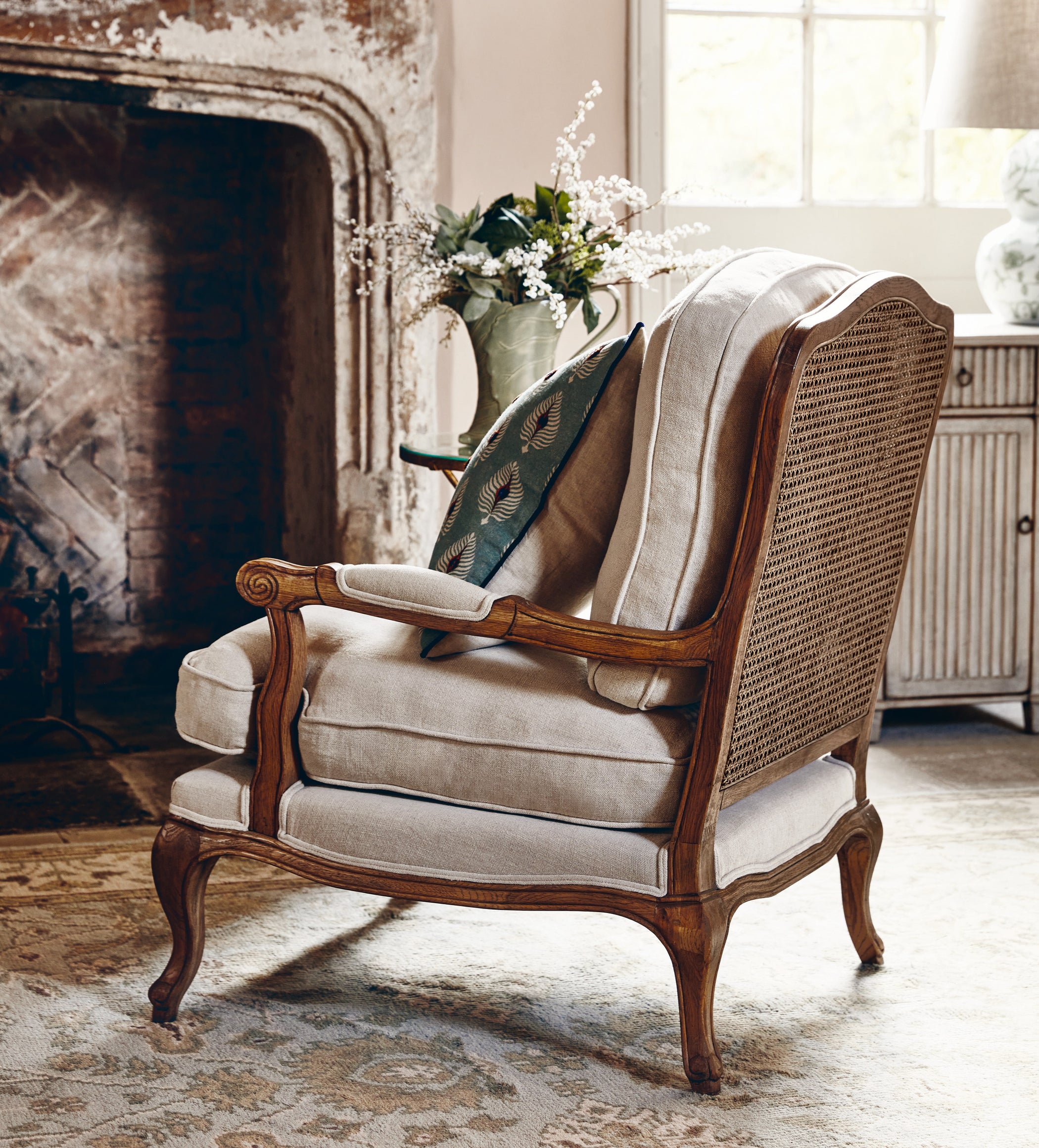 Chantal French-Style Linen Armchair - Natural