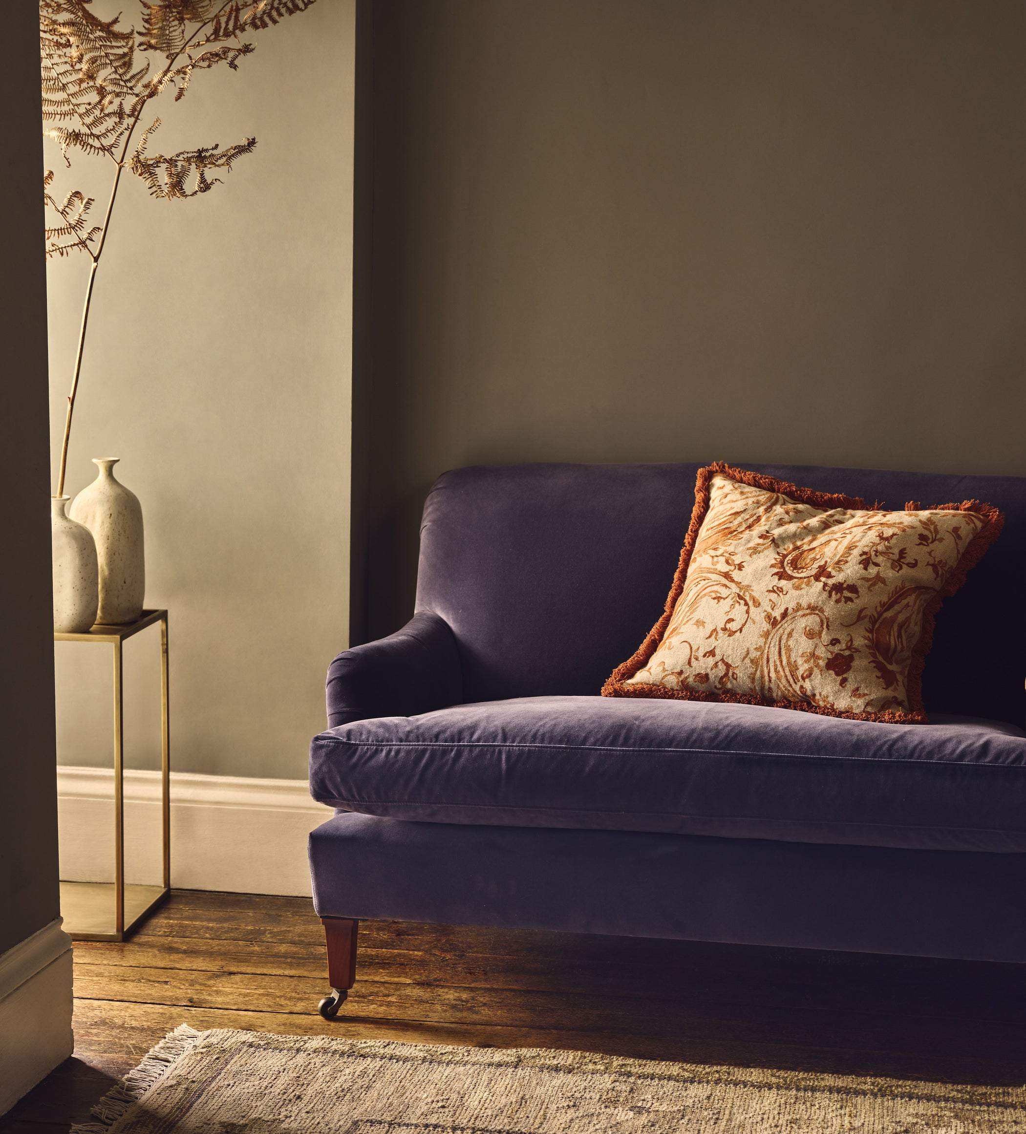 Coleridge 2-Seater Sofa with Fixed Velvet Cover - Sapphire