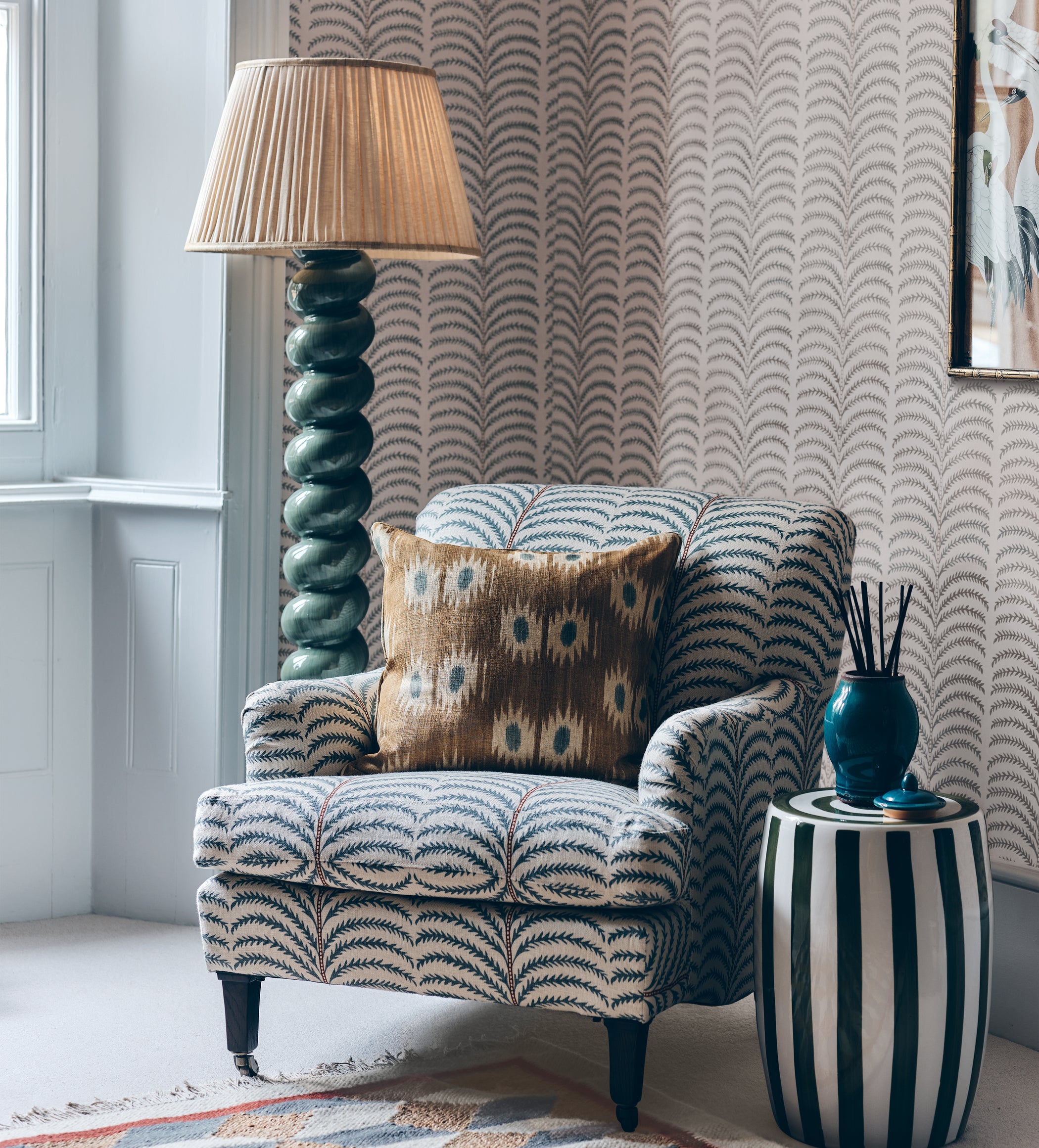 Coleridge Areca Linen Armchair - Seafoam