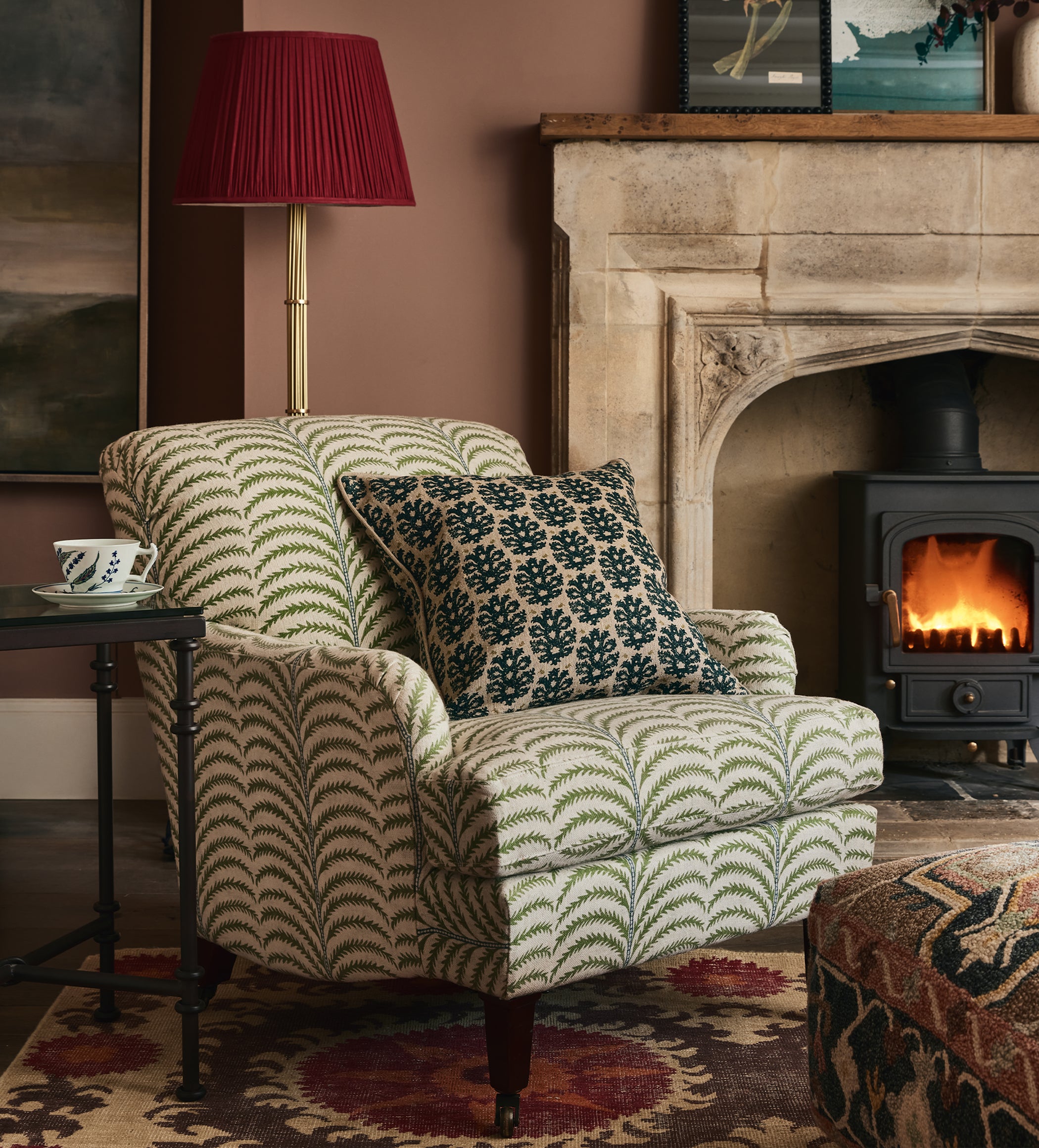 Coleridge Areca Linen Armchair - Seafoam