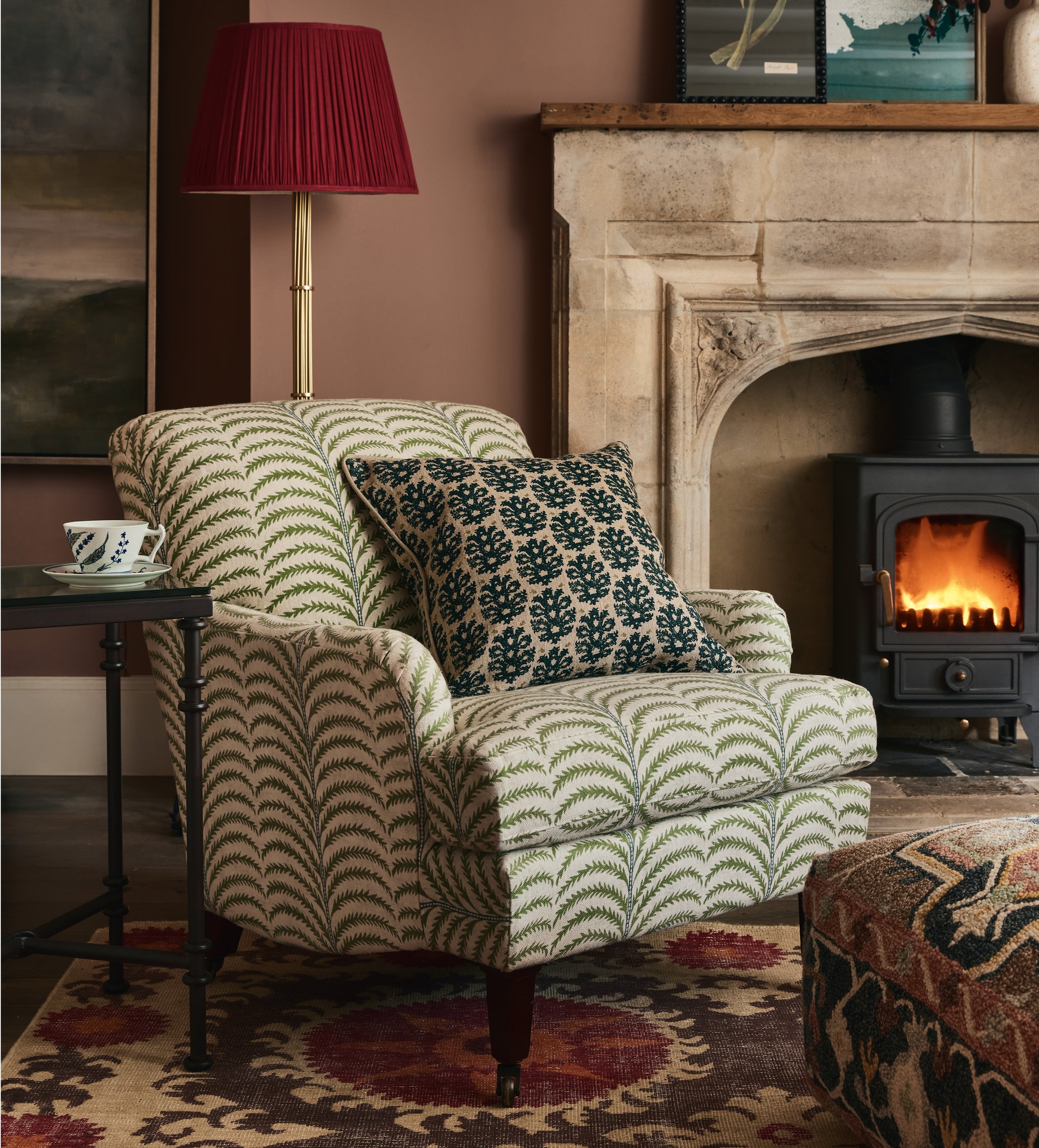 Coleridge Areca Linen Armchair - Putting Green