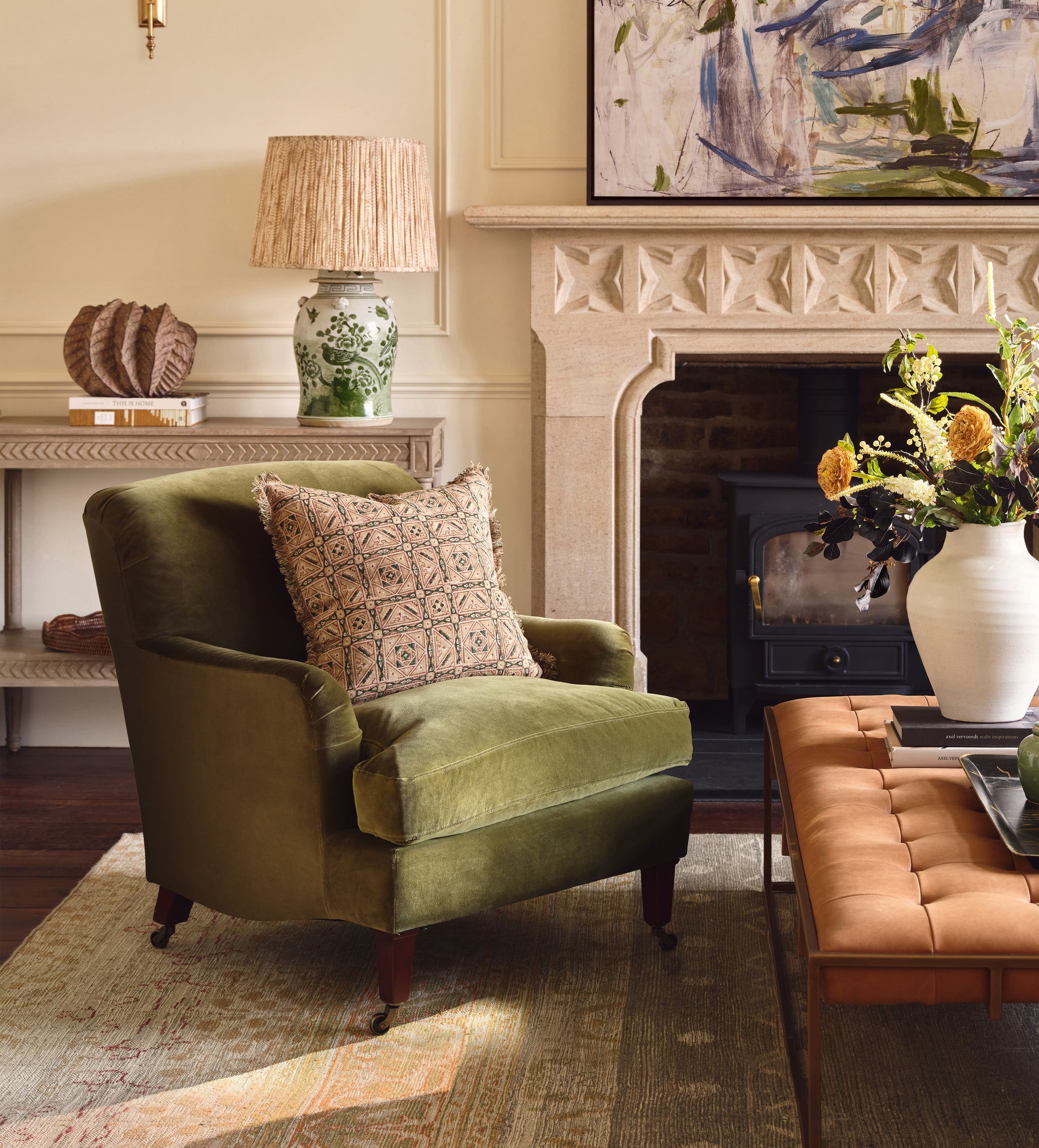Coleridge Armchair with Fixed Velvet Cover - Spruce