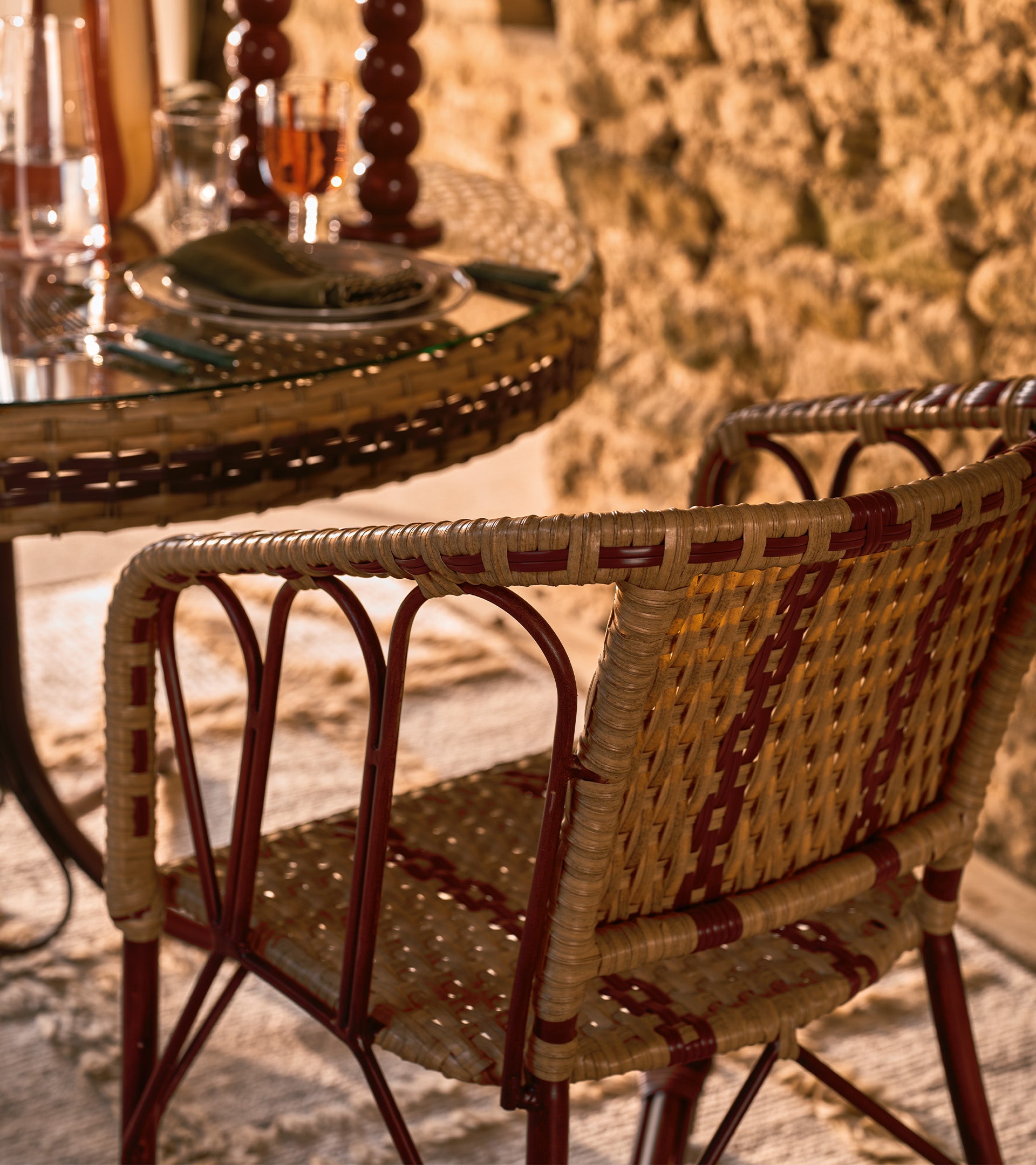 Colette Garden Dining Chair - Natural/Red