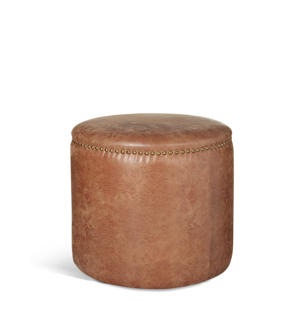 Costellini Leather Ottoman - Aged Tobacco