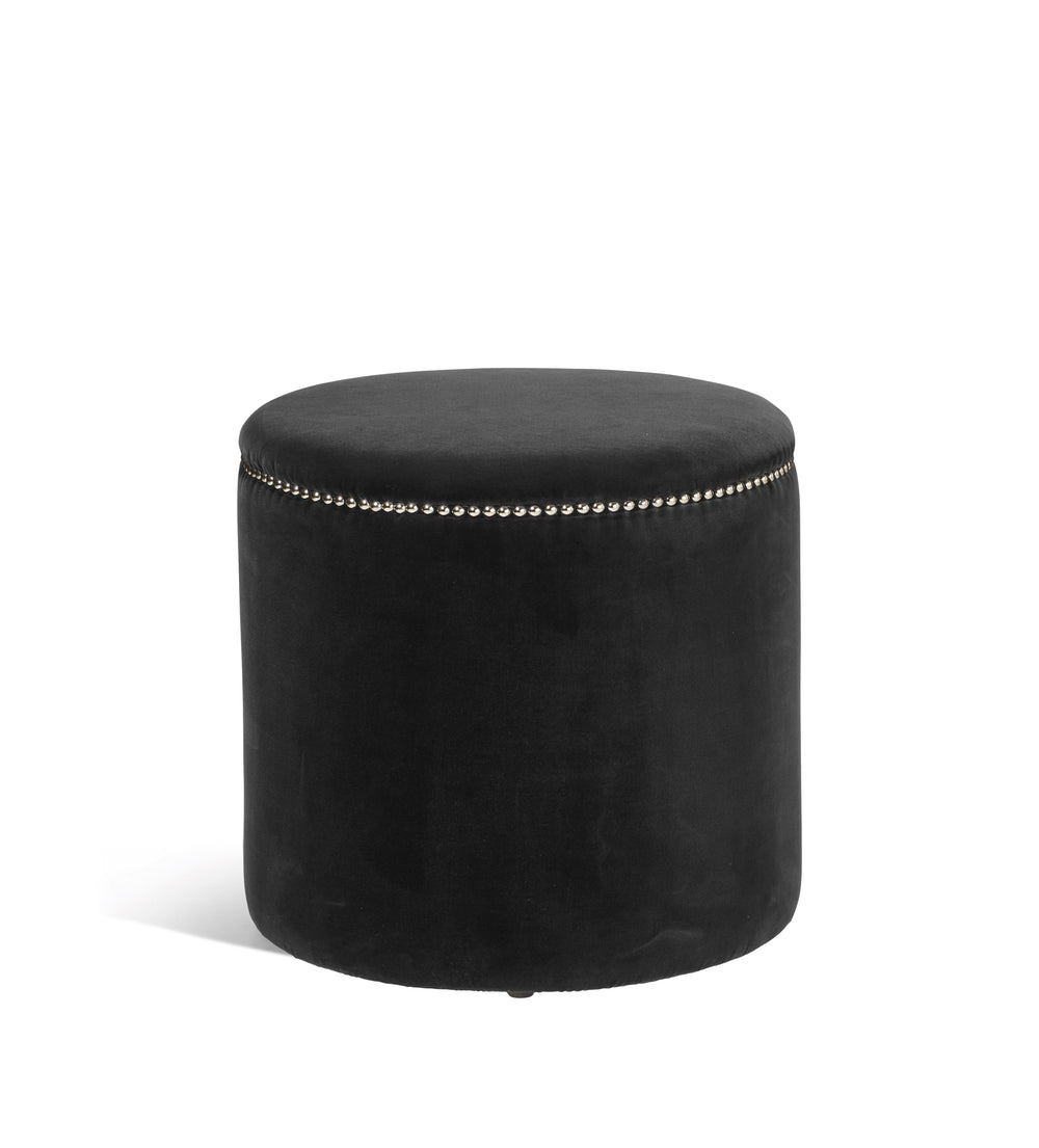 Costellini Velvet Ottoman - Charcoal
