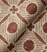 Print Nostell Linen Cotton Fabric Swatch - Earthy Red