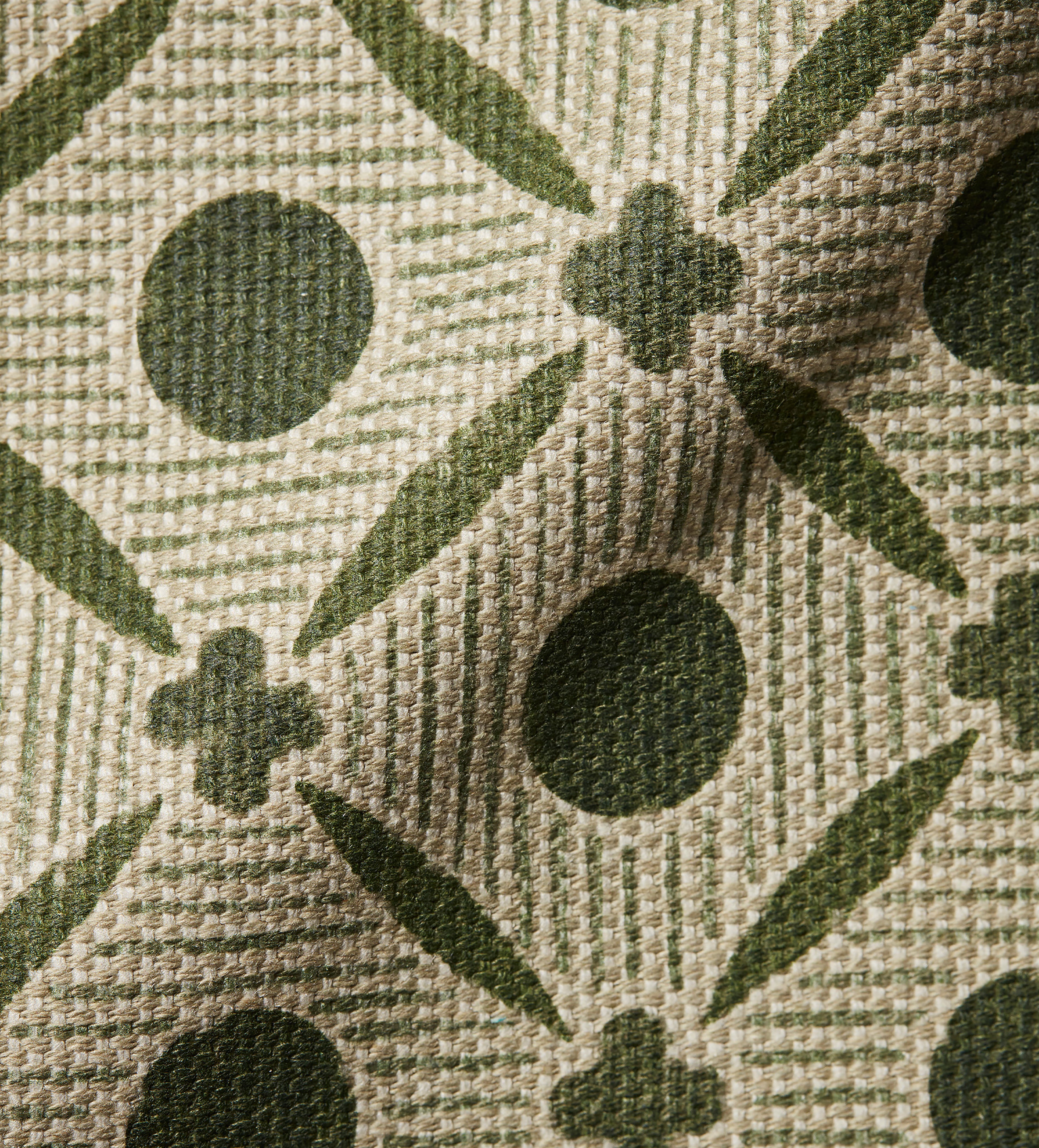 Print Nostell Linen Cotton Fabric Swatch - Spruce Green | OKA