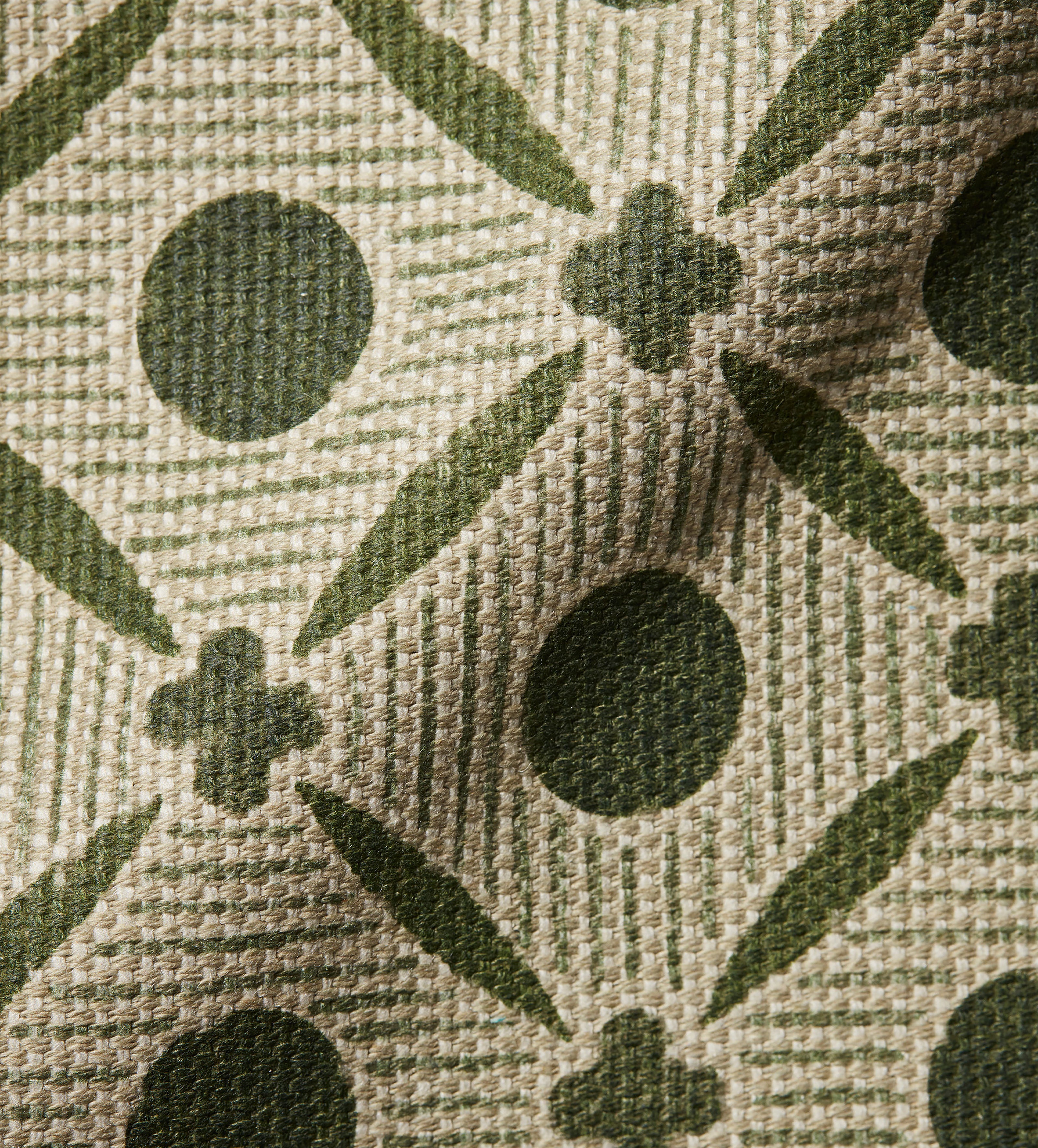 Print Nostell Linen Cotton Fabric Swatch - Spruce