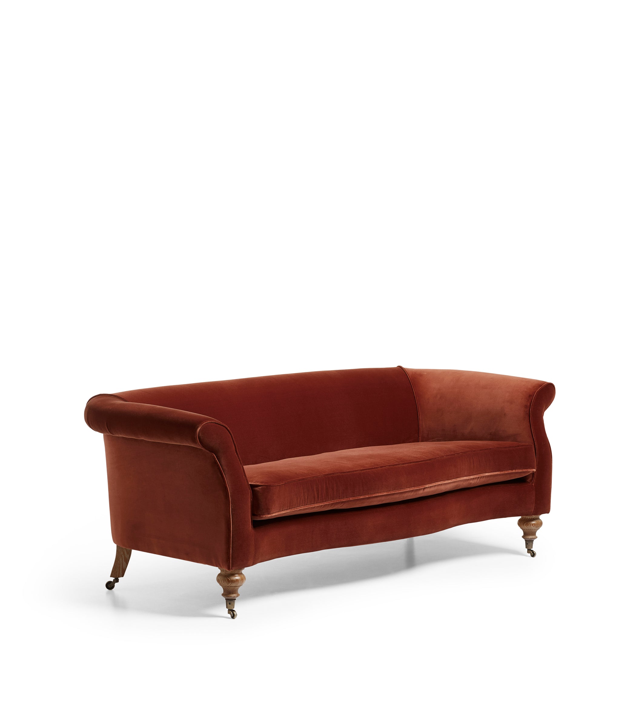 Cresswell Velvet 3-Seater Sofa - Russet