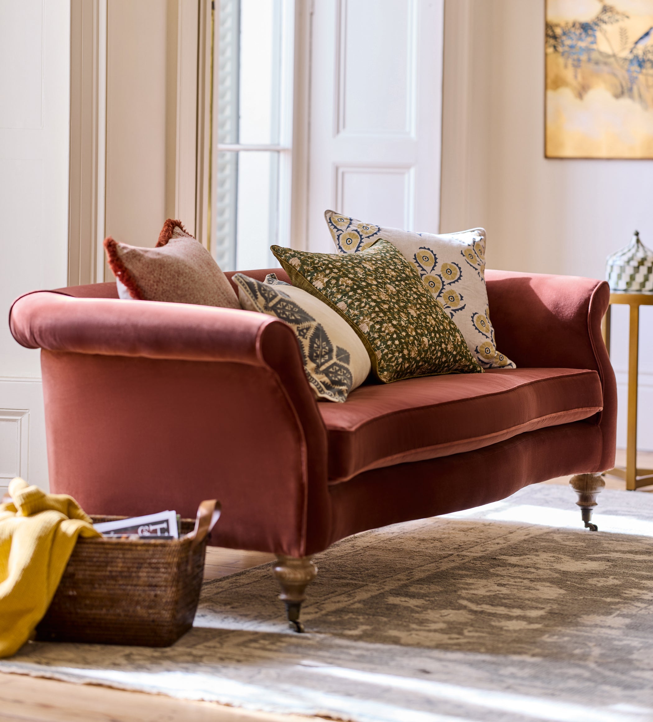 Cresswell Velvet 3-Seater Sofa - Russet