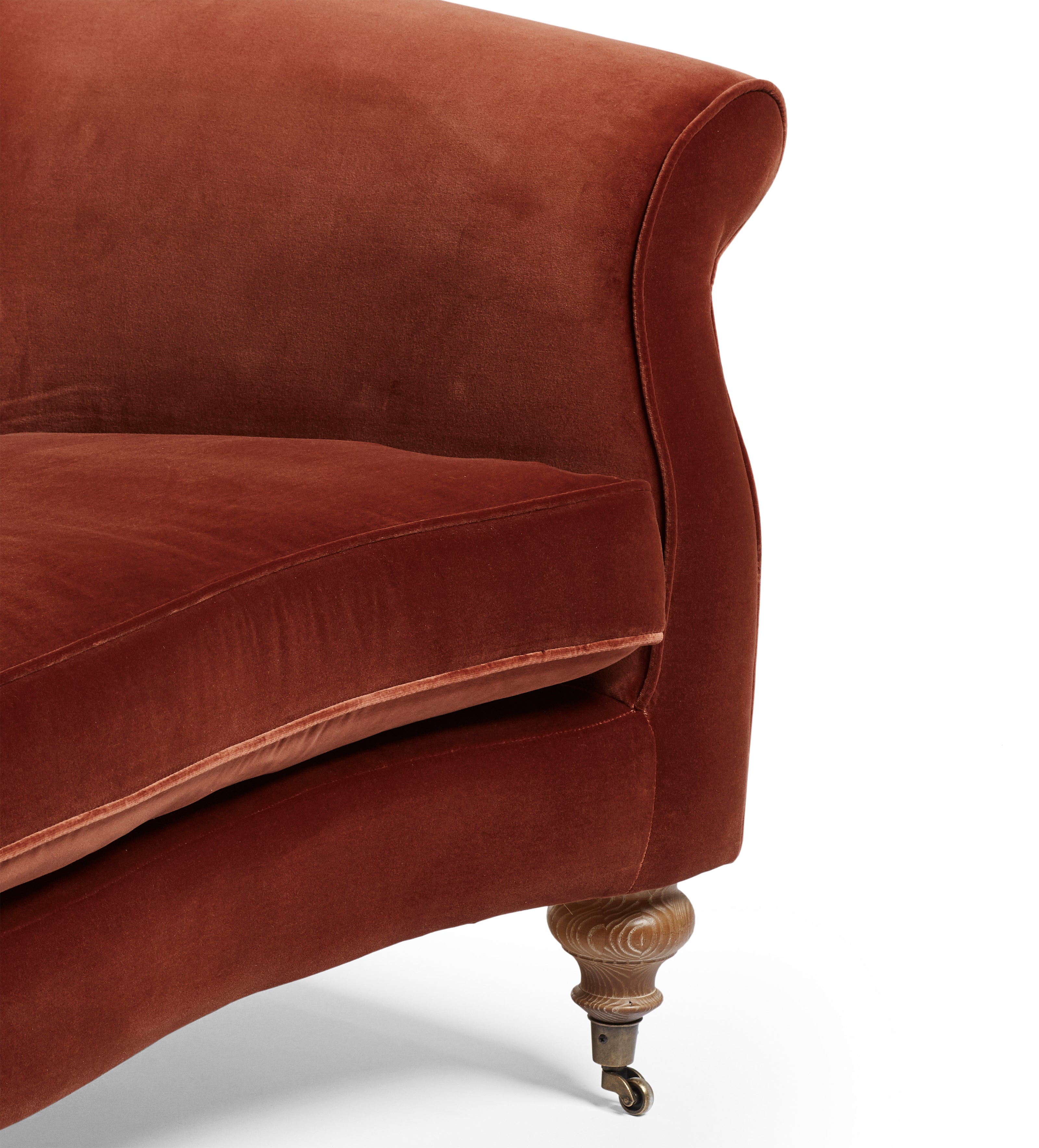 Cresswell Velvet 3-Seater Sofa - Russet