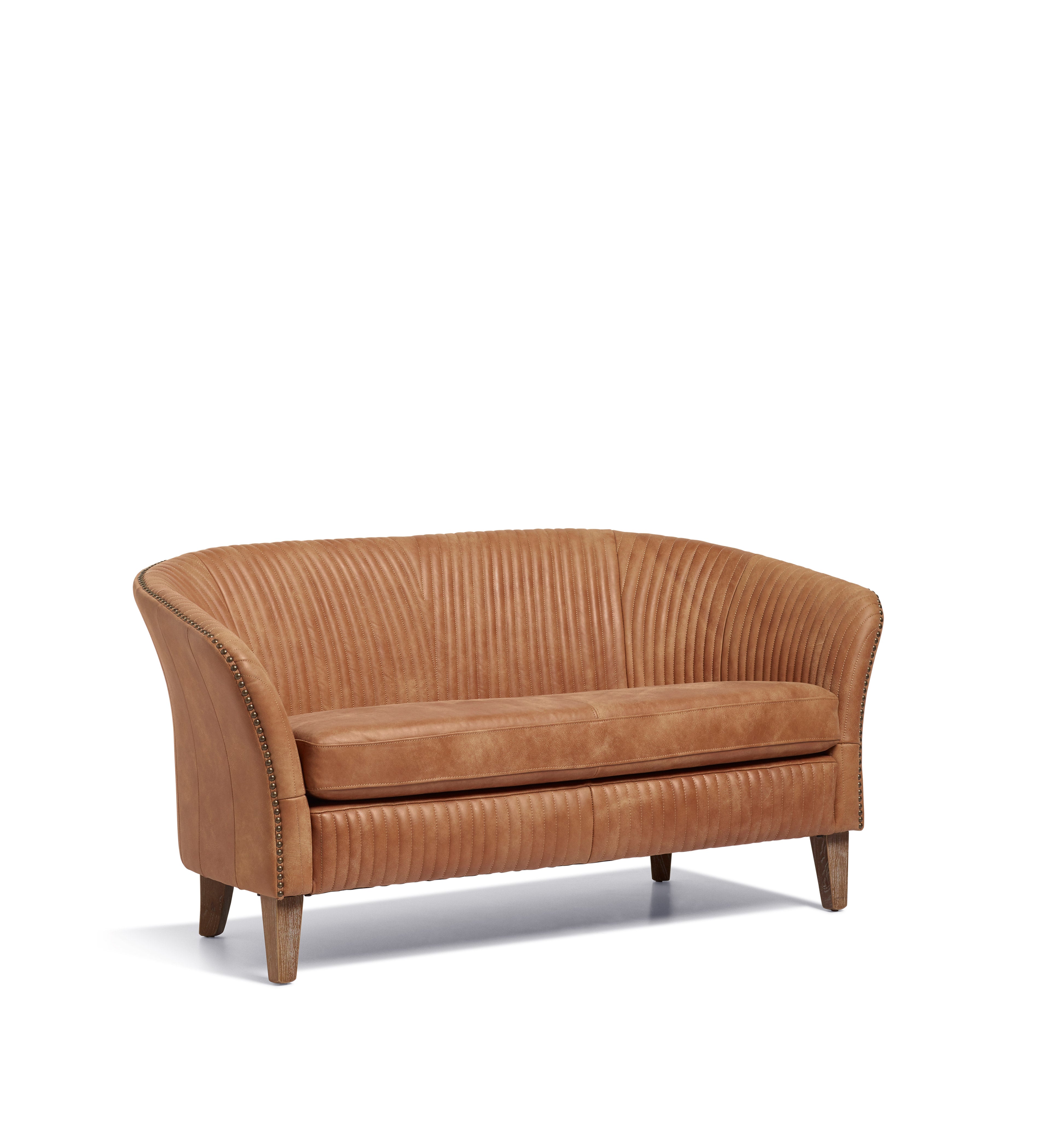 Crosby Leather 2-Seater Sofa - Hazelnut Brown | OKA