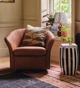 Crosby Leather Swivel Armchair - Hazelnut Brown