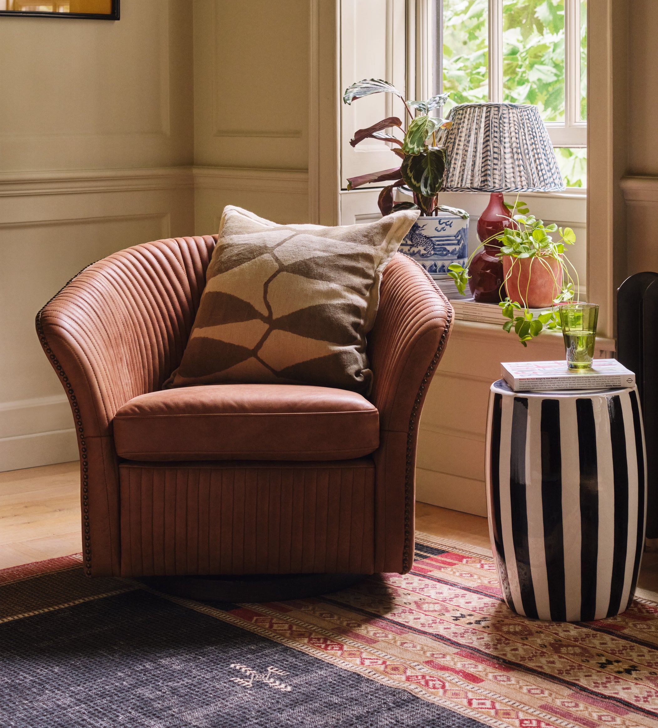 Crosby Leather Swivel Armchair - Hazelnut Brown