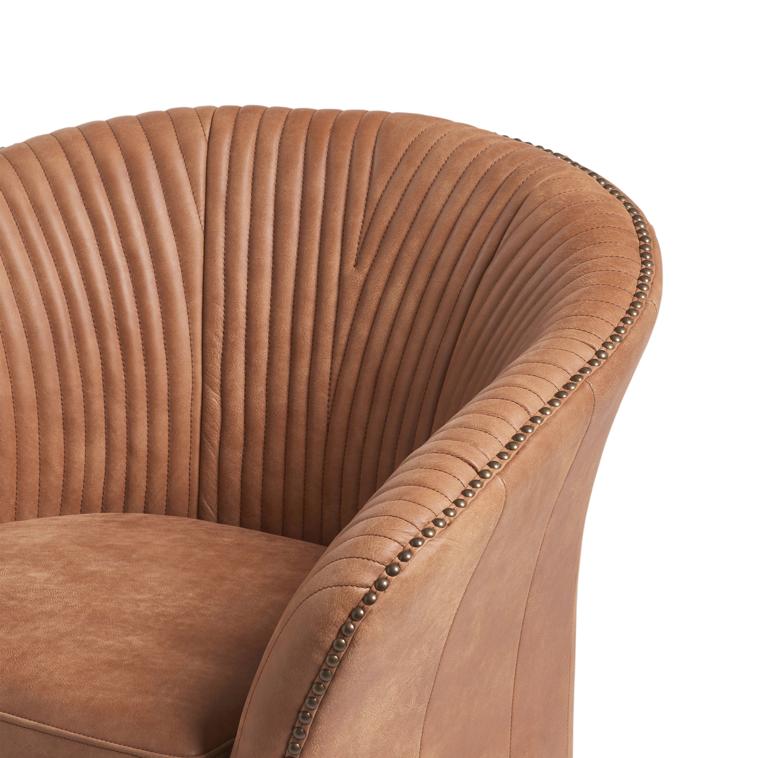 Crosby Leather Swivel Armchair - Hazelnut Brown