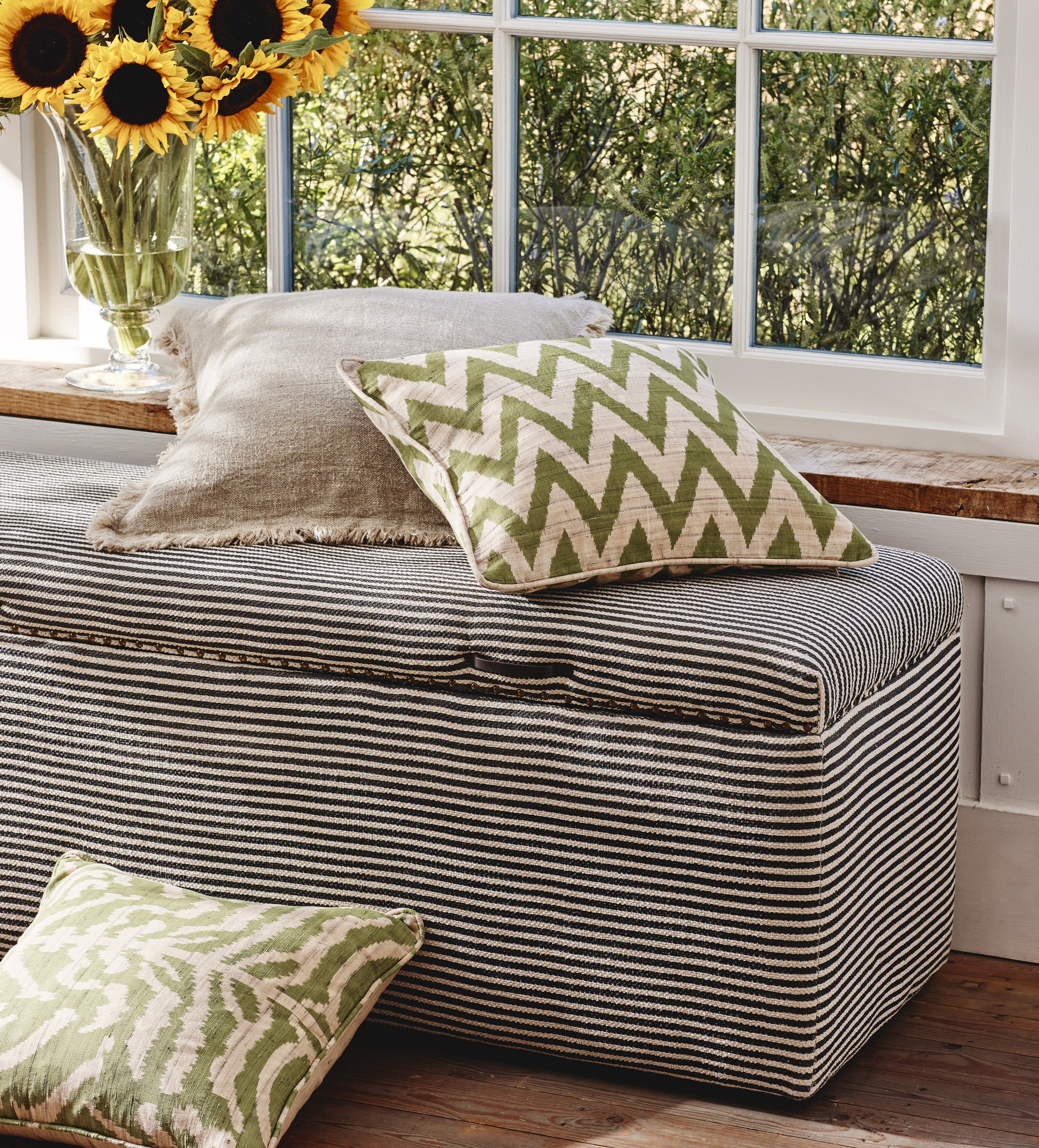 Crusoe Upholstered Ottoman - Charcoal