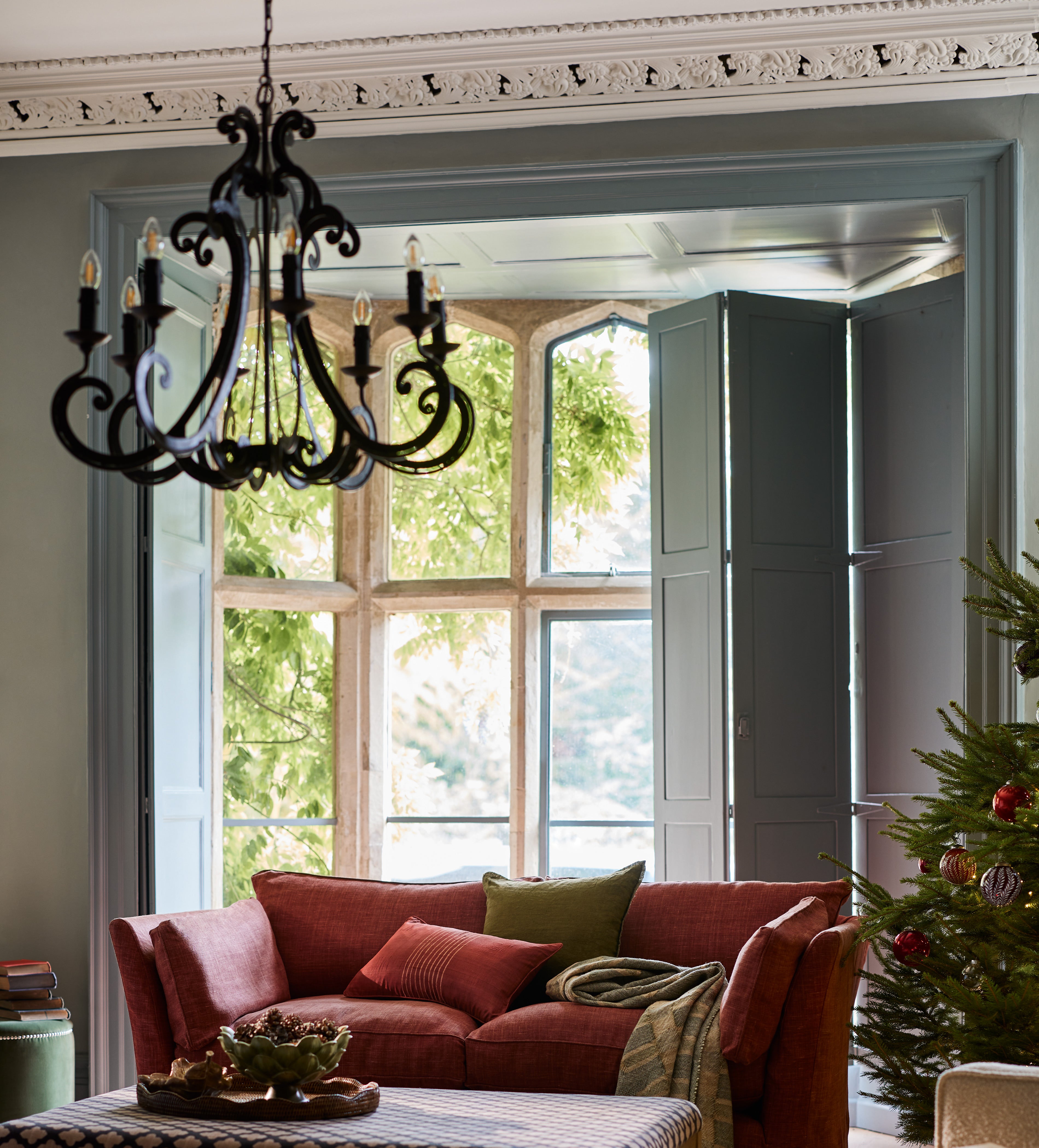 Curlicue Chandelier - Antique Grey | OKA
