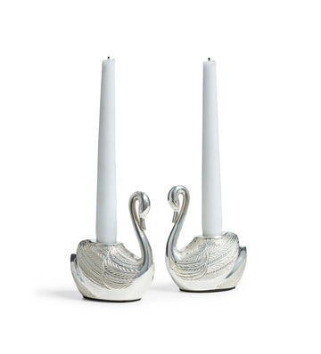 Cygne Candle Holders Pair - Silver