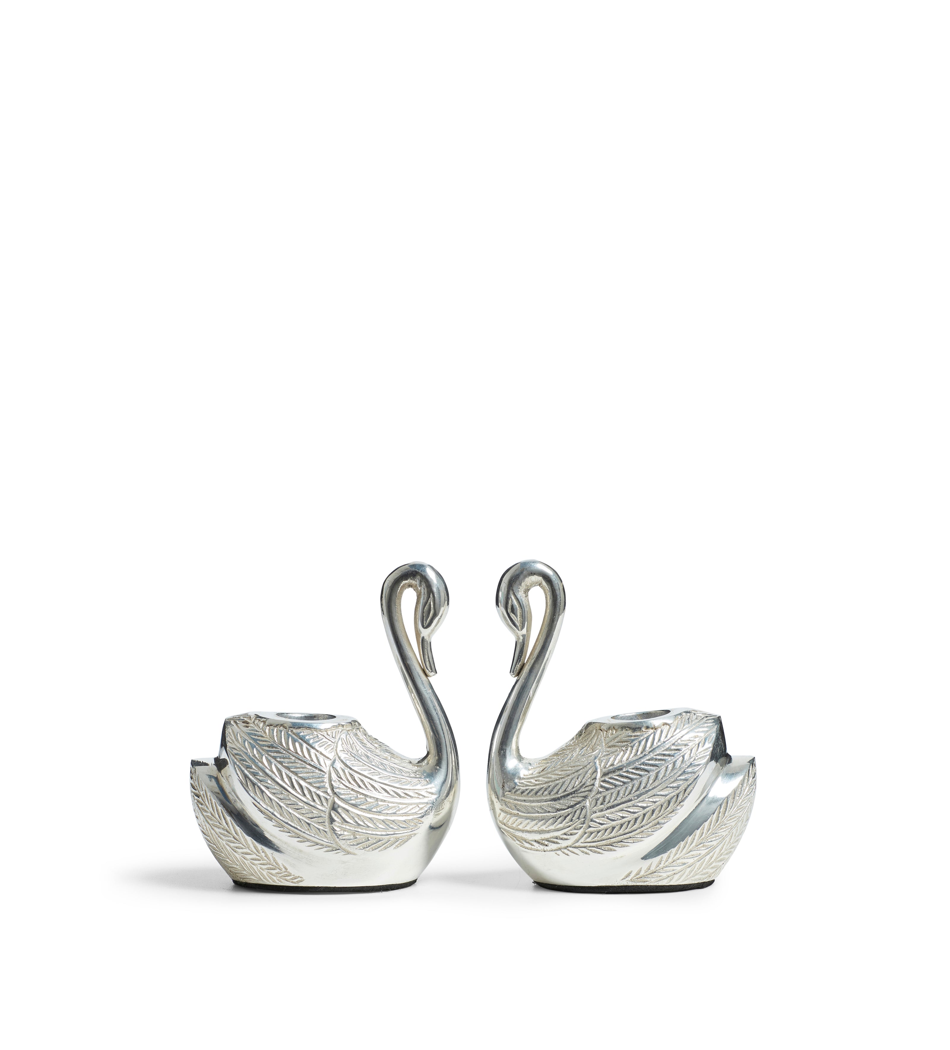 Cygne Candle Holders Pair - Silver