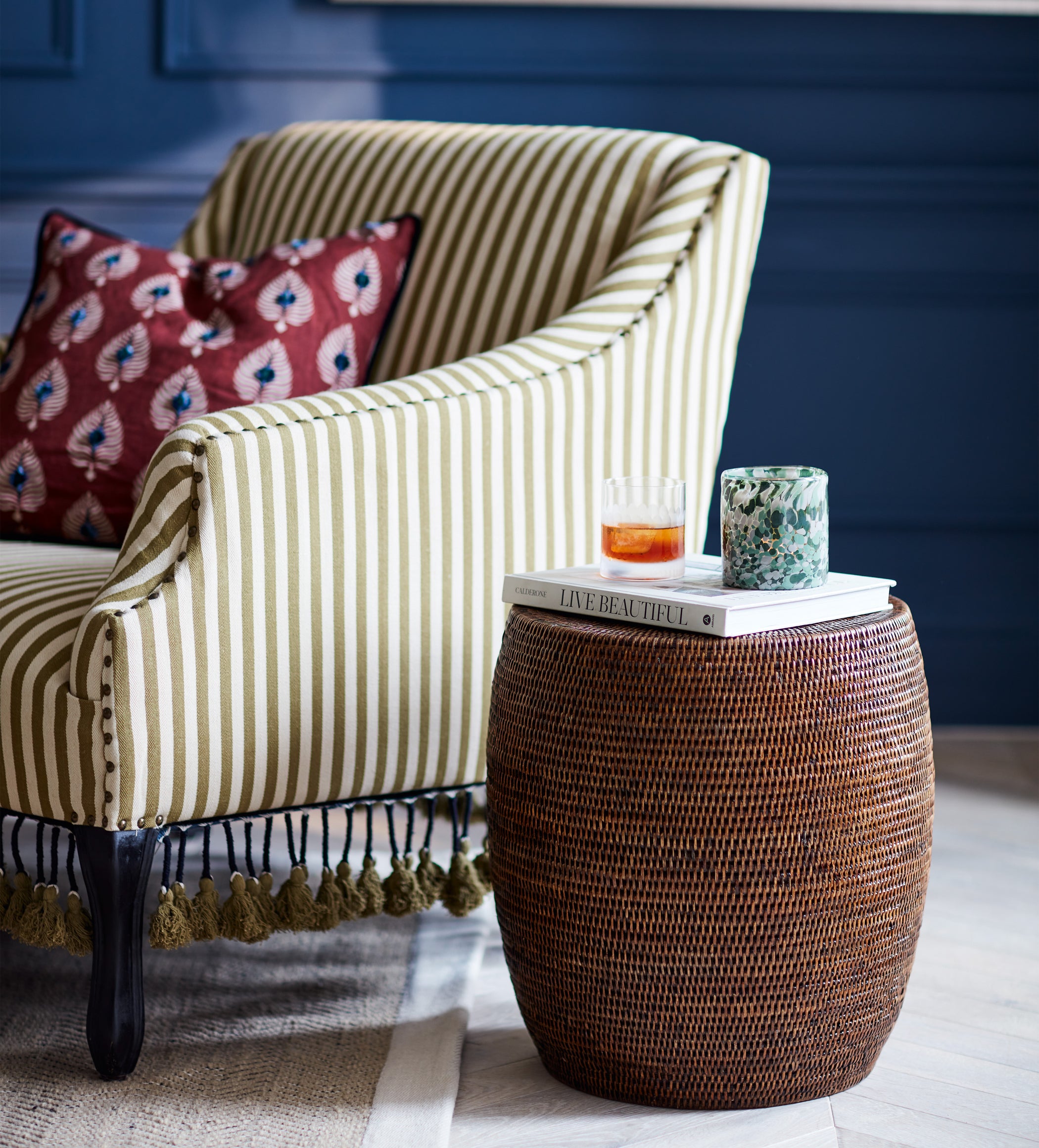 Damu Rattan Stool - Antique Brown