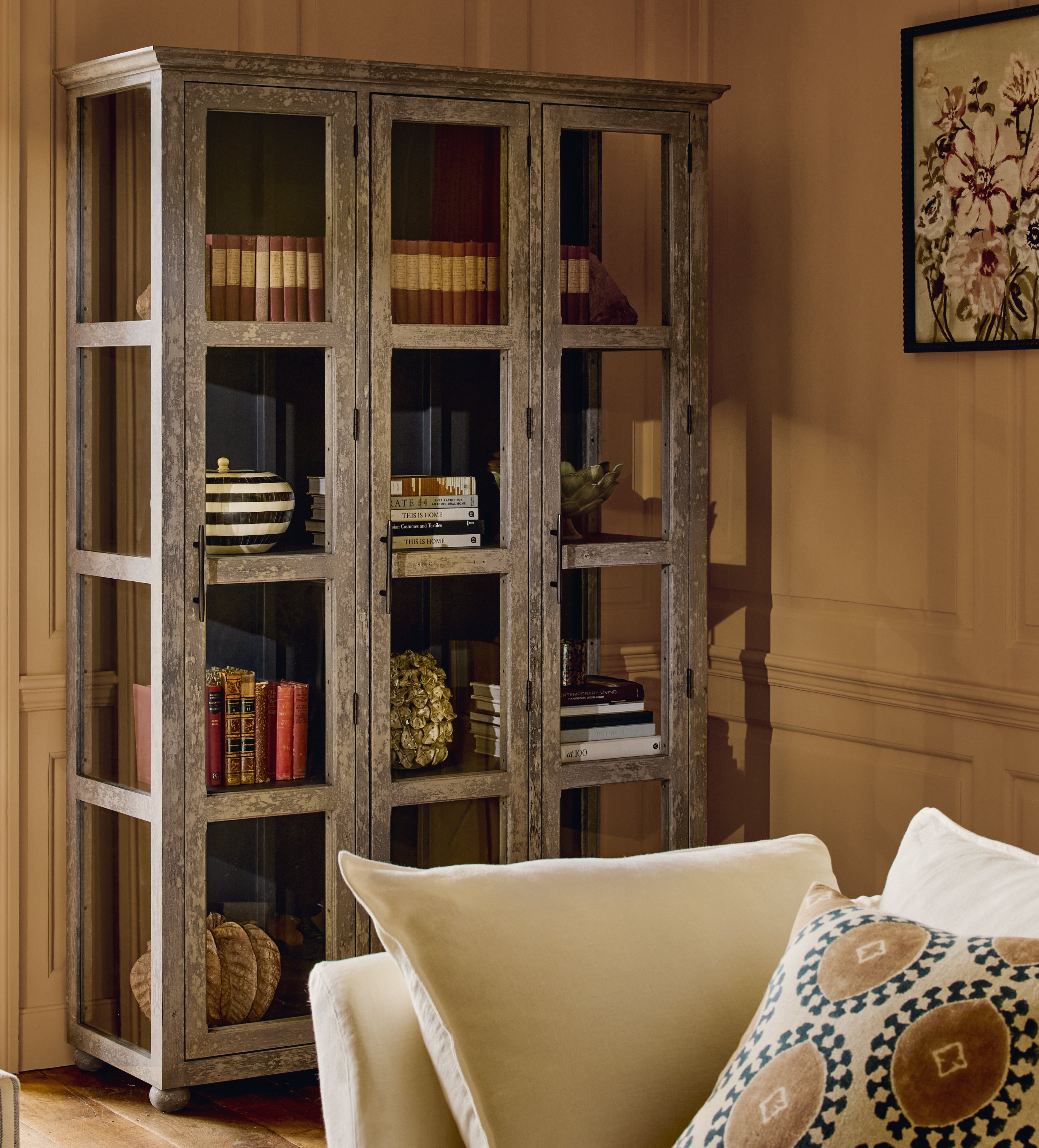 Docena Display Cabinet - Distressed Grey | OKA