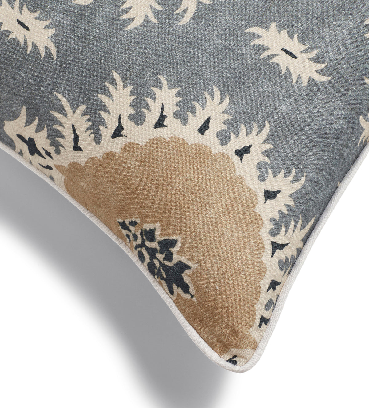 Drisana Blue & Gold Print Cushion Cover - Grey Blue